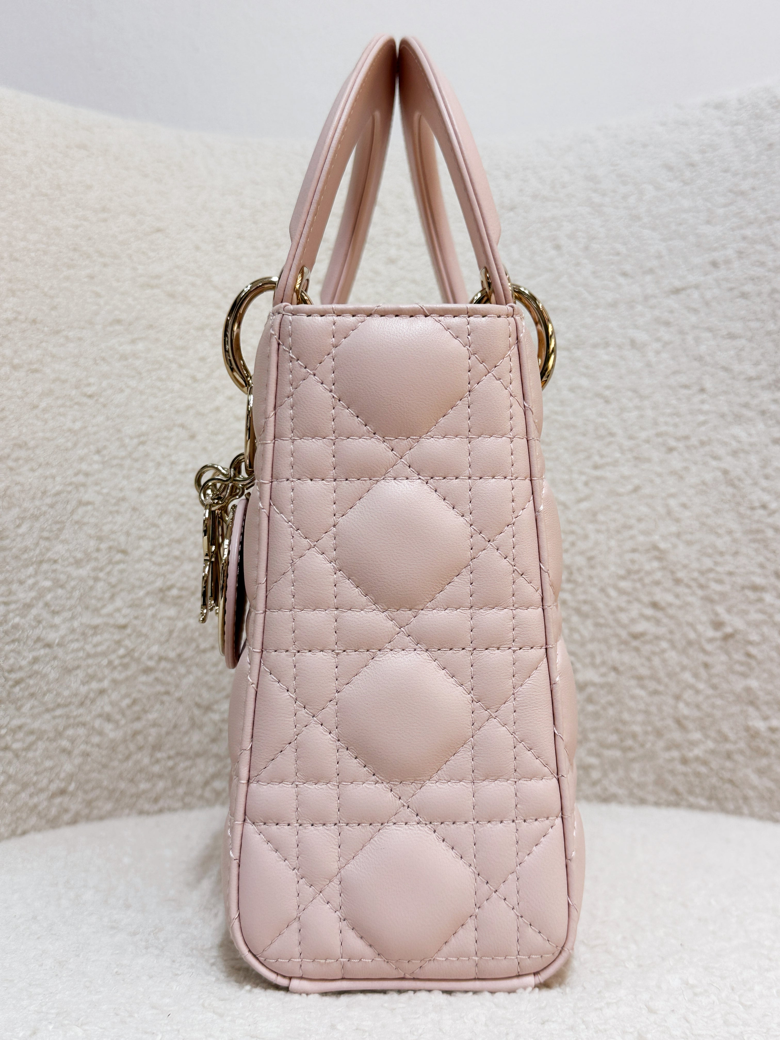 Christian Dior Small Lady Dior My ABCDior Bag Powder Pink Cannage Lambskin