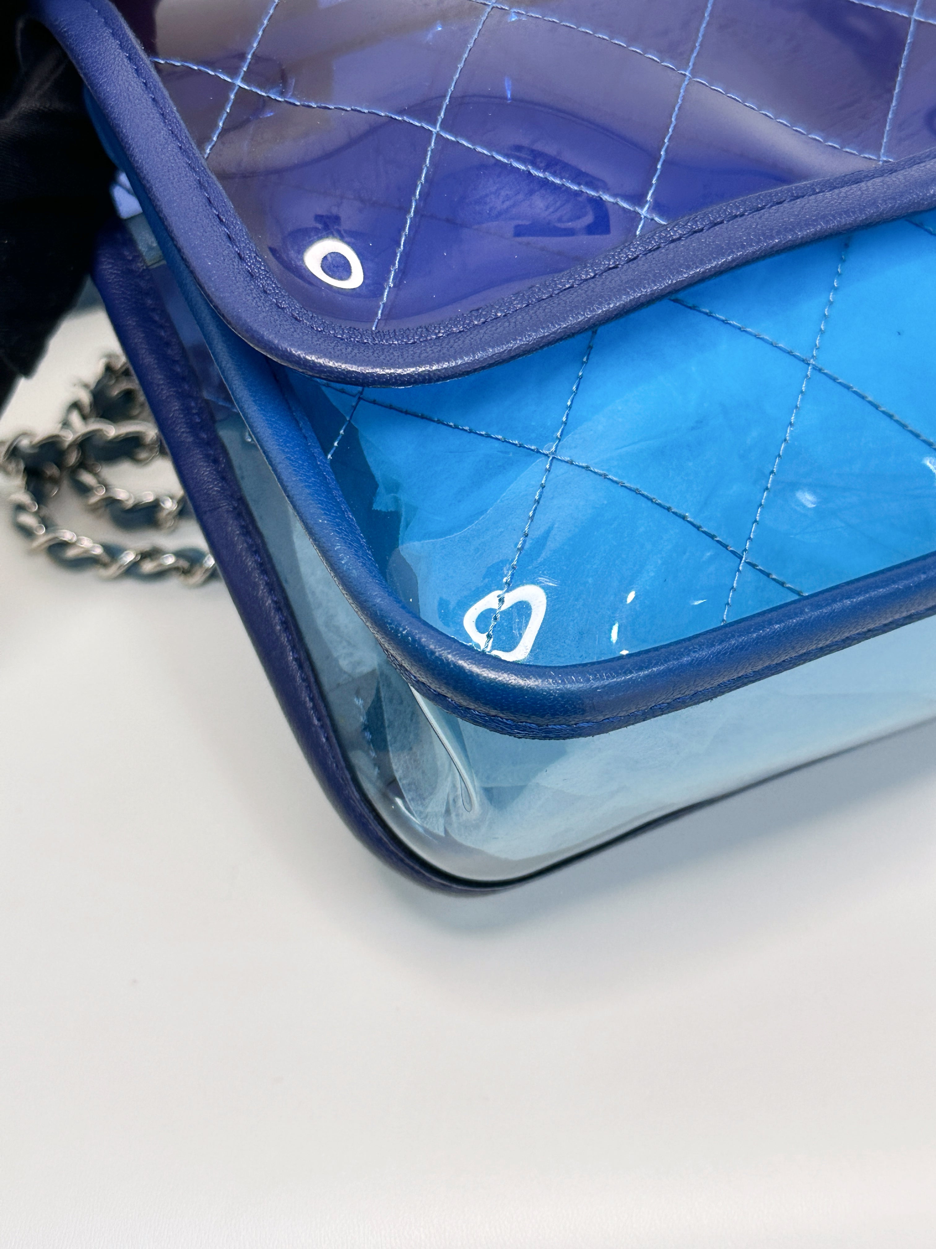 Chanel Blue Coco Splash PVC Medium Flap Bag 2583 holo