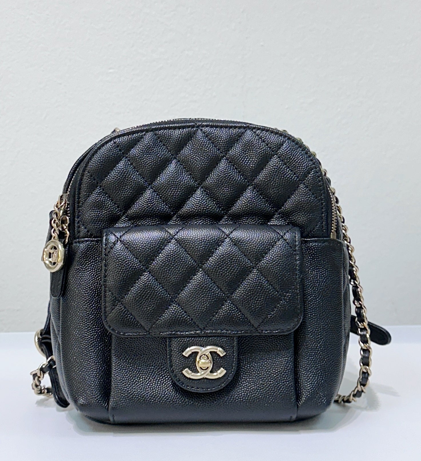 chanel cc day backpack quilted caviar mini Chanel CC Day Backpack Quilted Caviar Mini