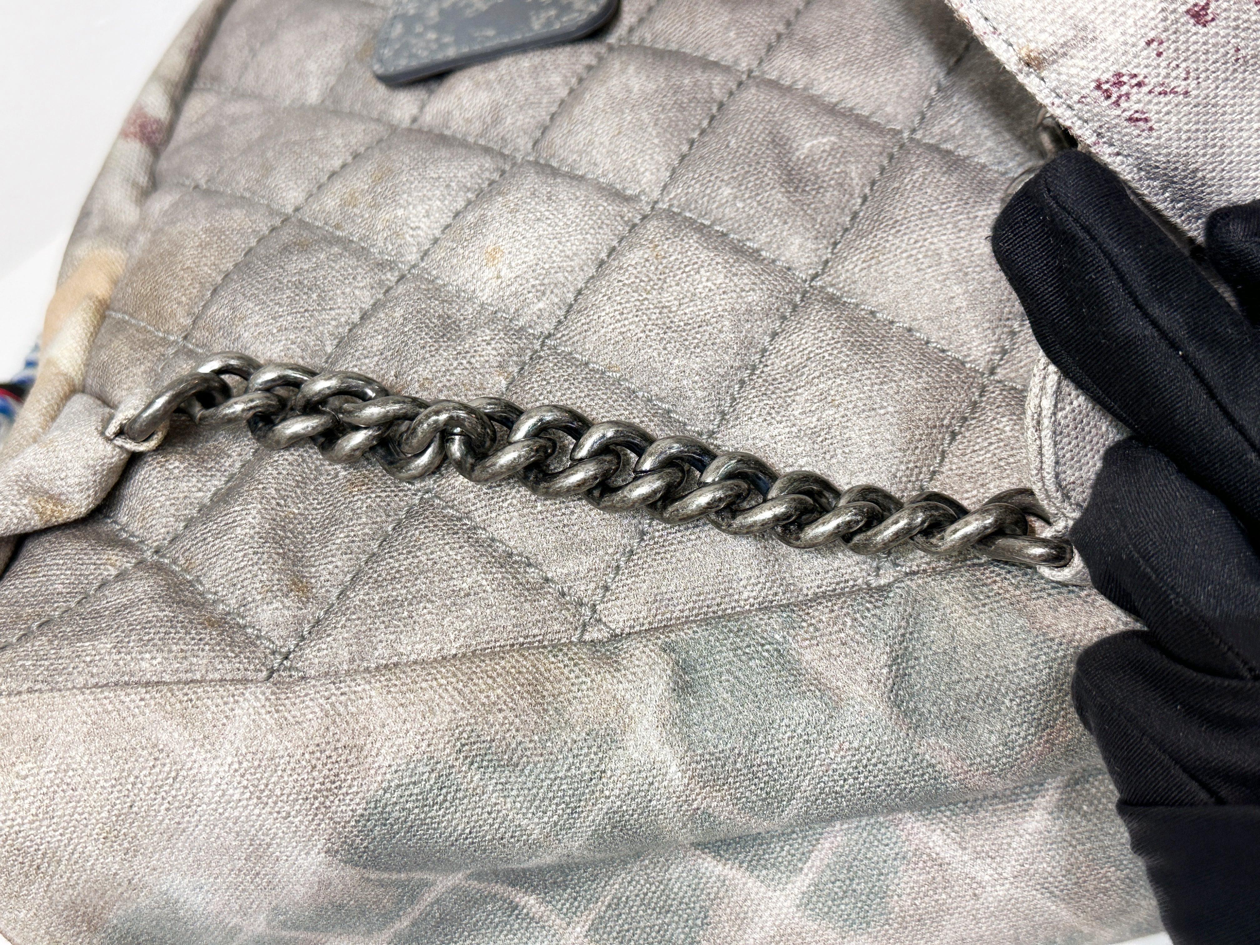 Preloved authentic Chanel Graffiti Printed Canvas Medium Backpack Grey