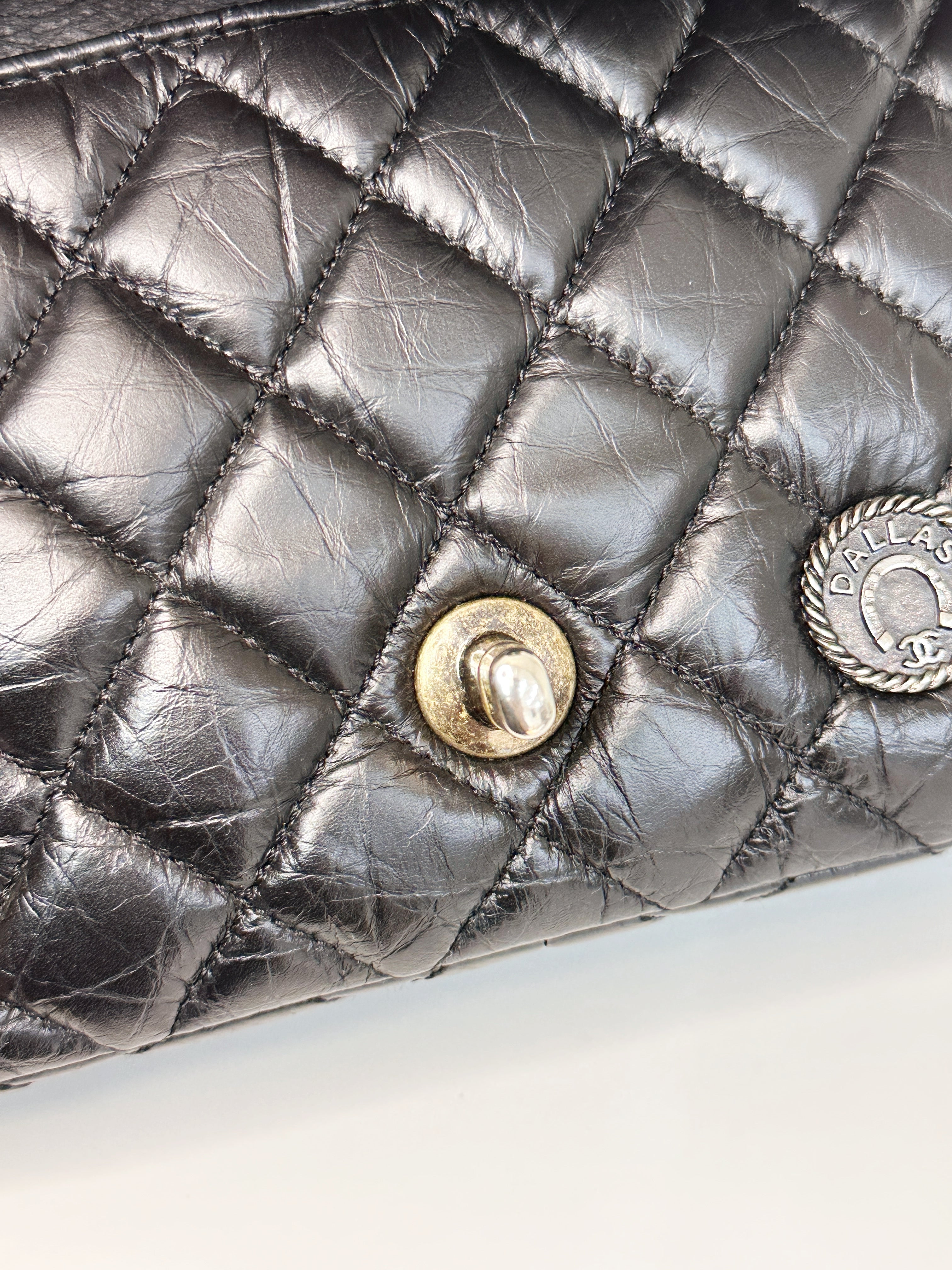 Chanel Mini Limited Edition Aged Calfskin Quilted Medallion Flap Black GHW 206 holo card