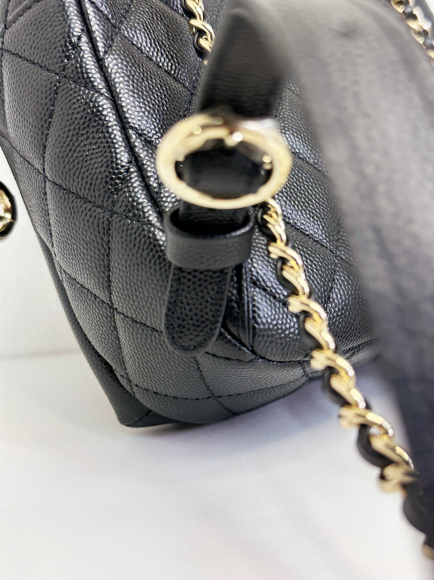 Chanel CC Day Backpack Quilted Caviar Mini Black 268 holo card
