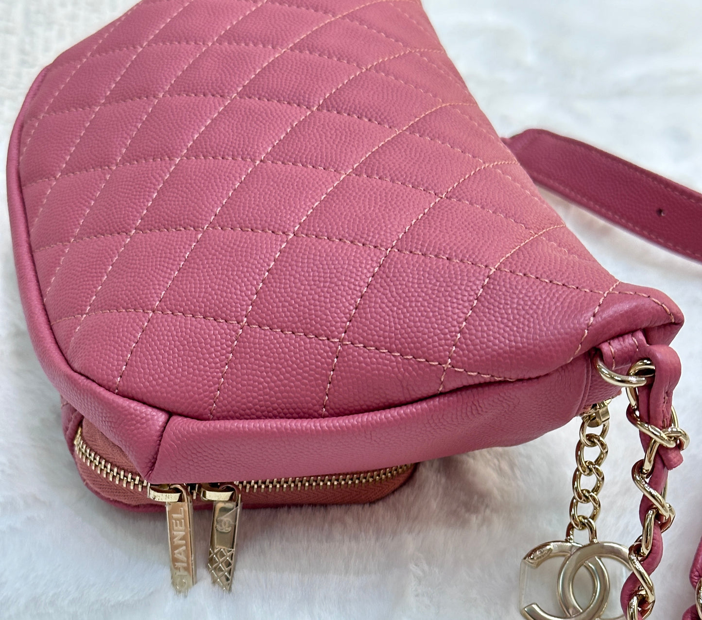 Chanel Pink Quilted Waist Bag