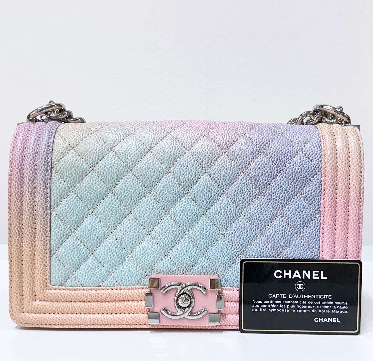 Chanel Rainbow Quilted Caviar Boy Bag Medium