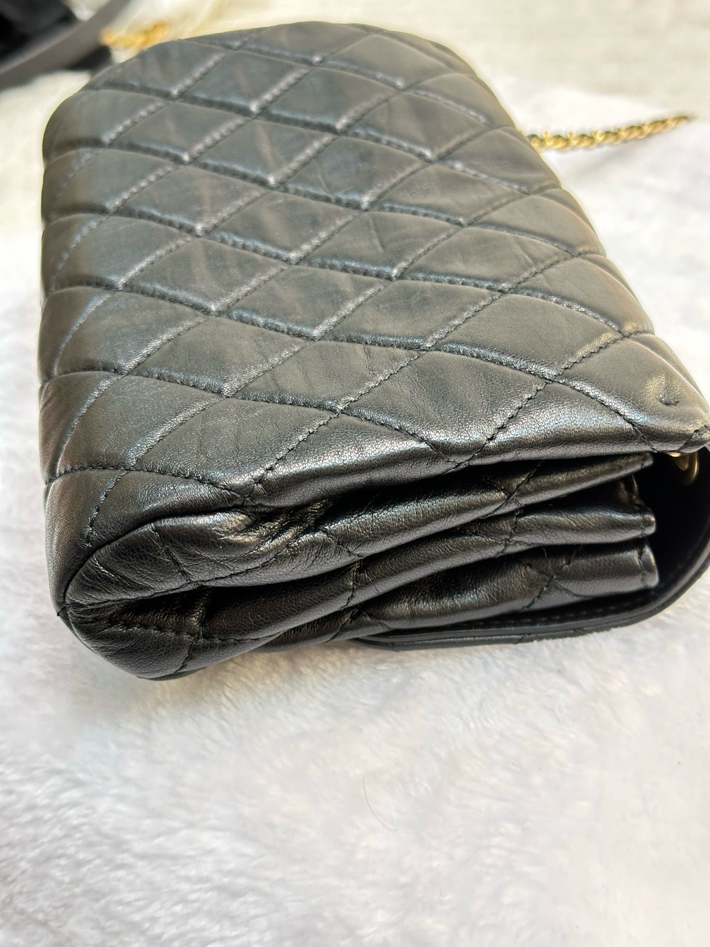 Chanel Small Black Quilted Lambskin Chain Flap GHW