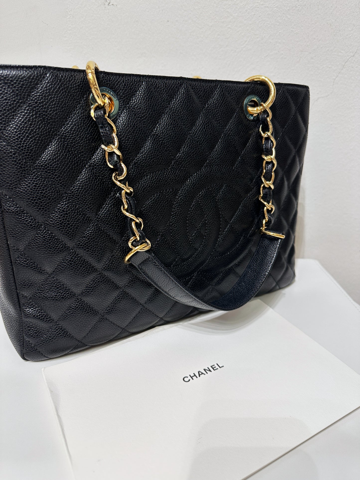 Chanel Caviar Grand Shopping Tote GST Black GHW 2021 holo card