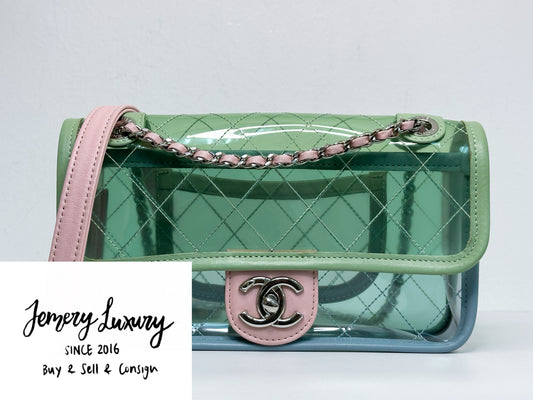 Chanel Coco Splash PVC Mini Flap Bag Green/Blue/Pink 25499 holo