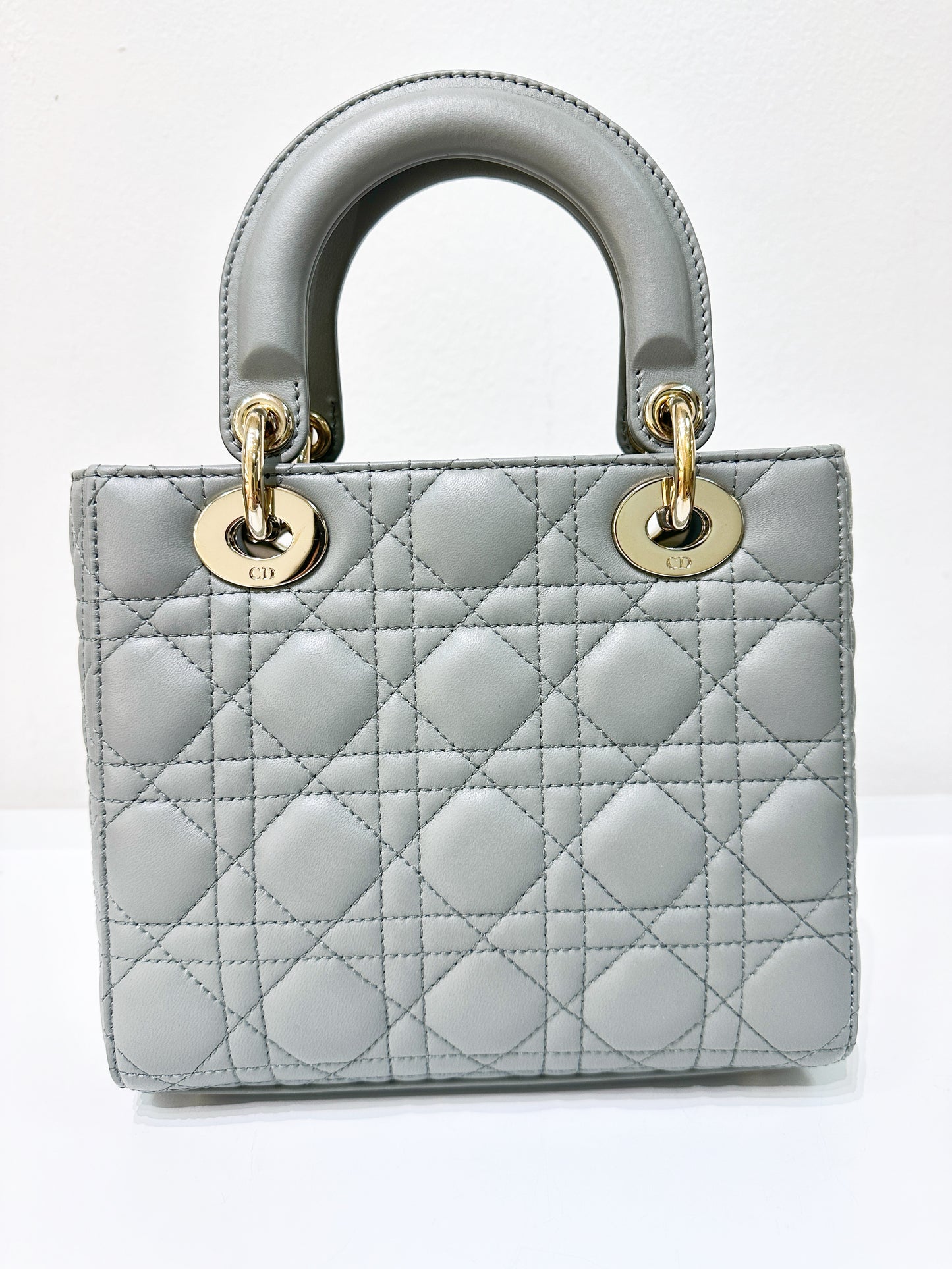 Small Lady Dior My ABCDior Cannage Lambskin Gray