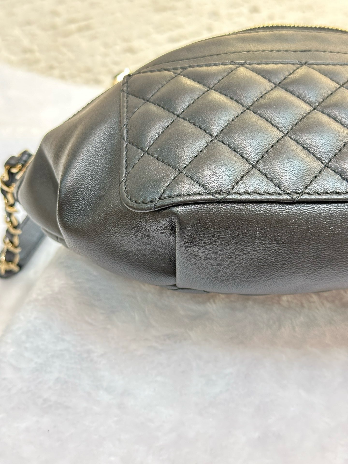 Chanel Lambskin Quilted Waist Bag Fanny Pack Black GHW