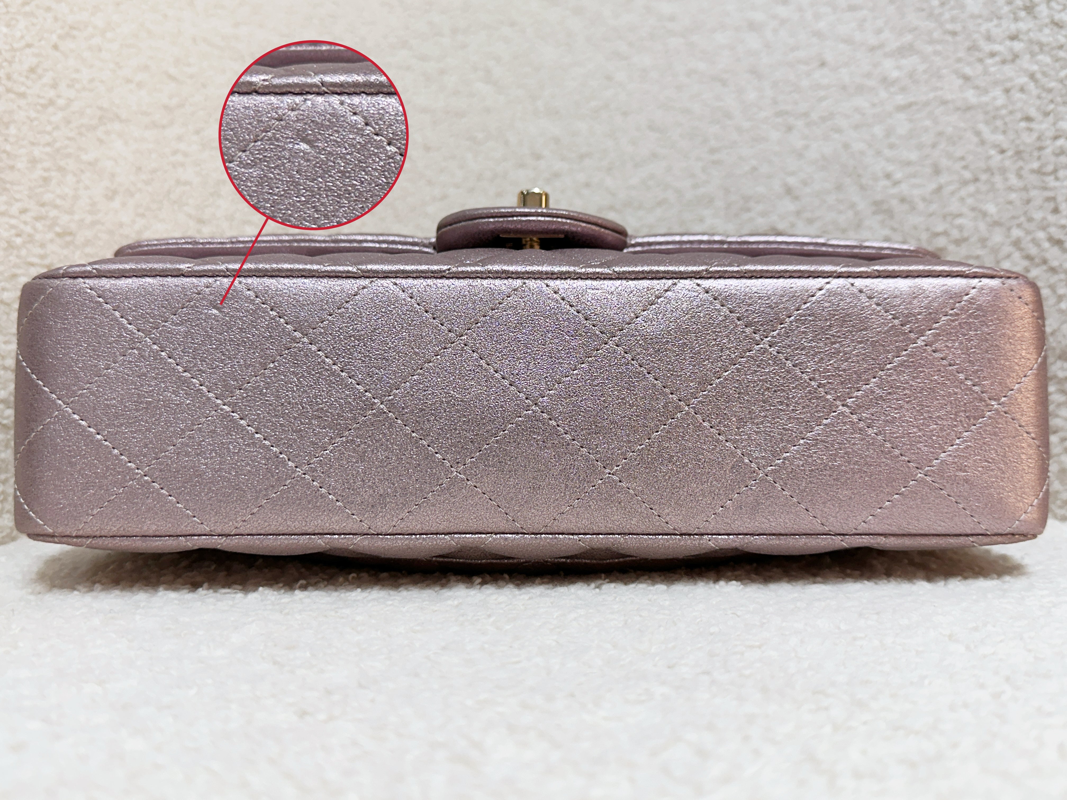 Chanel Classic Quilted Medium Double Flap Iridescent Pink (Calfskin)LGHW 1998 holo card