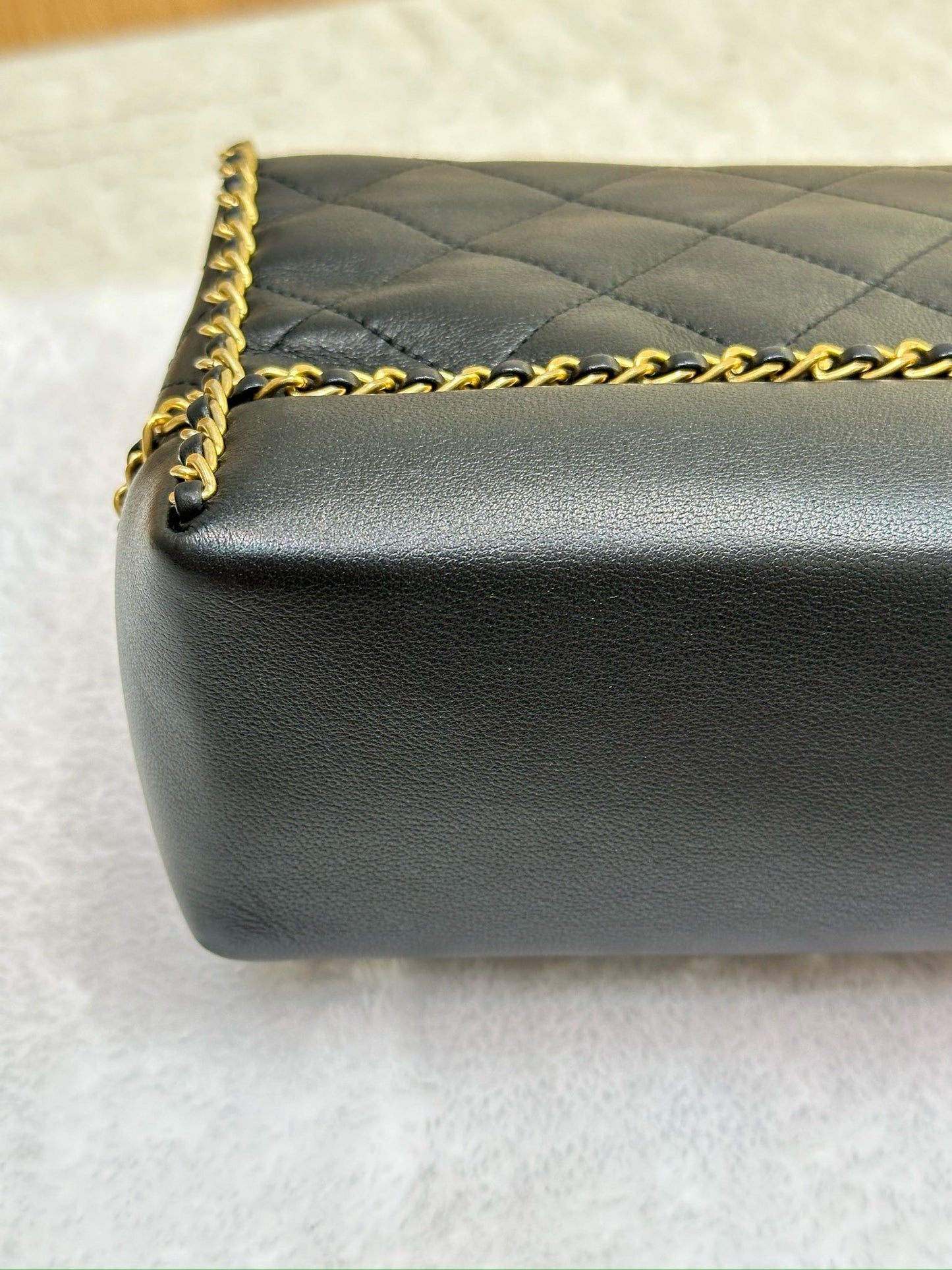 Chanel Small Black Quilted Calfskin Chain Around Single Flap GHW 2021year