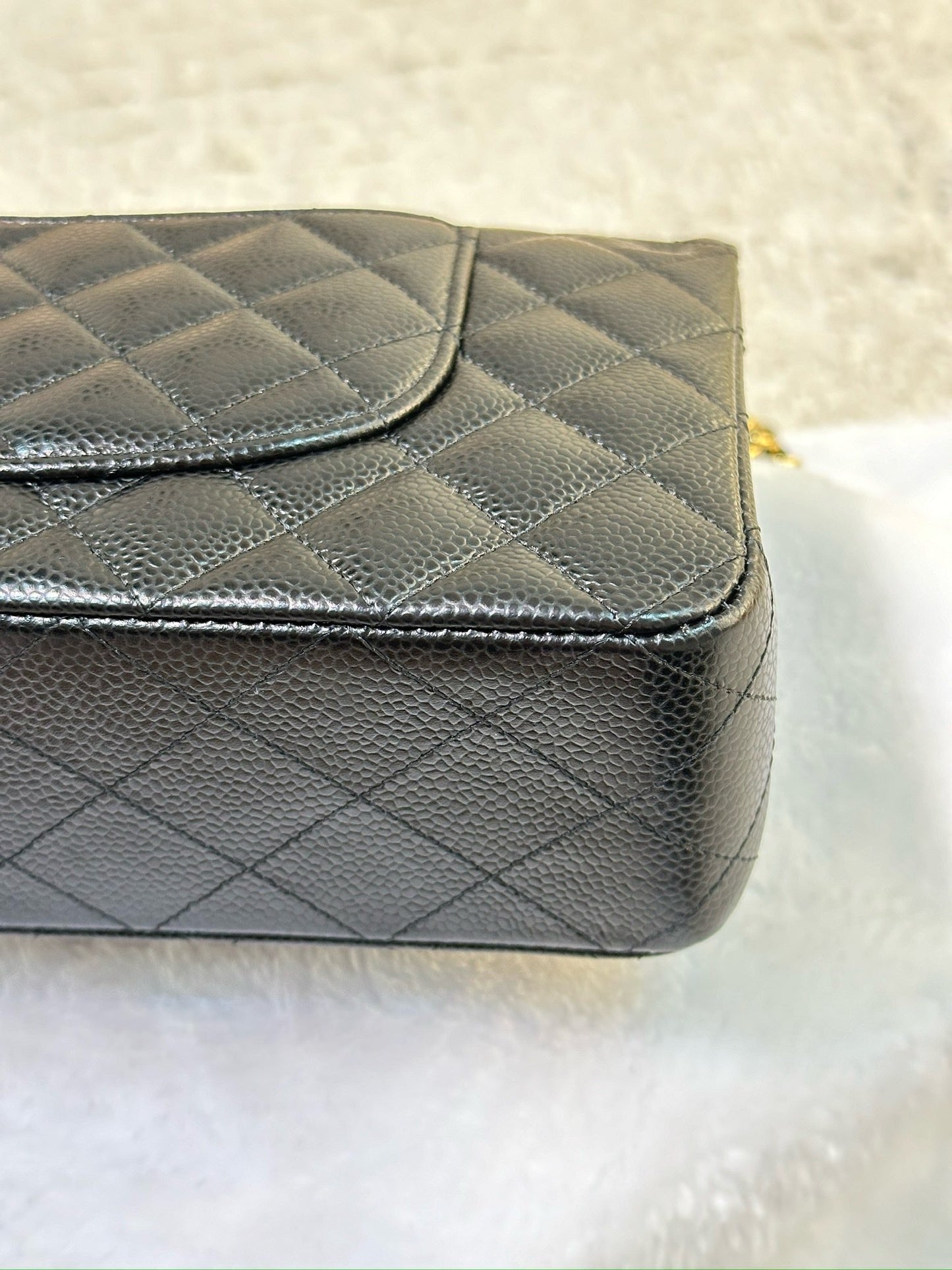 Chanel Medium Quilted Caviar Classic Double Flap Bag Black GHW 3014 holo card