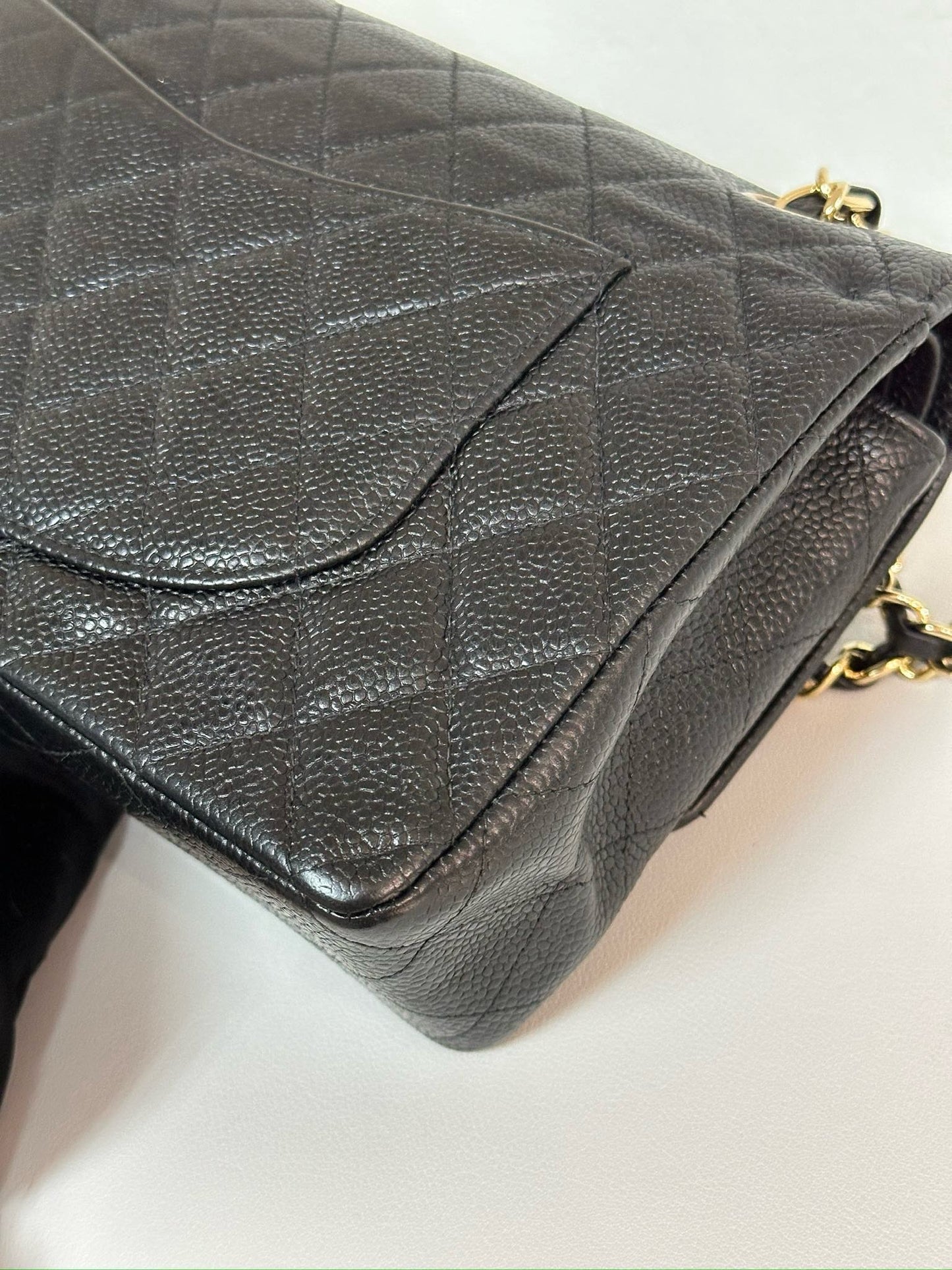 CHANEL Classic Double Flap Medium Shoulder Bag Black Caviar 24k