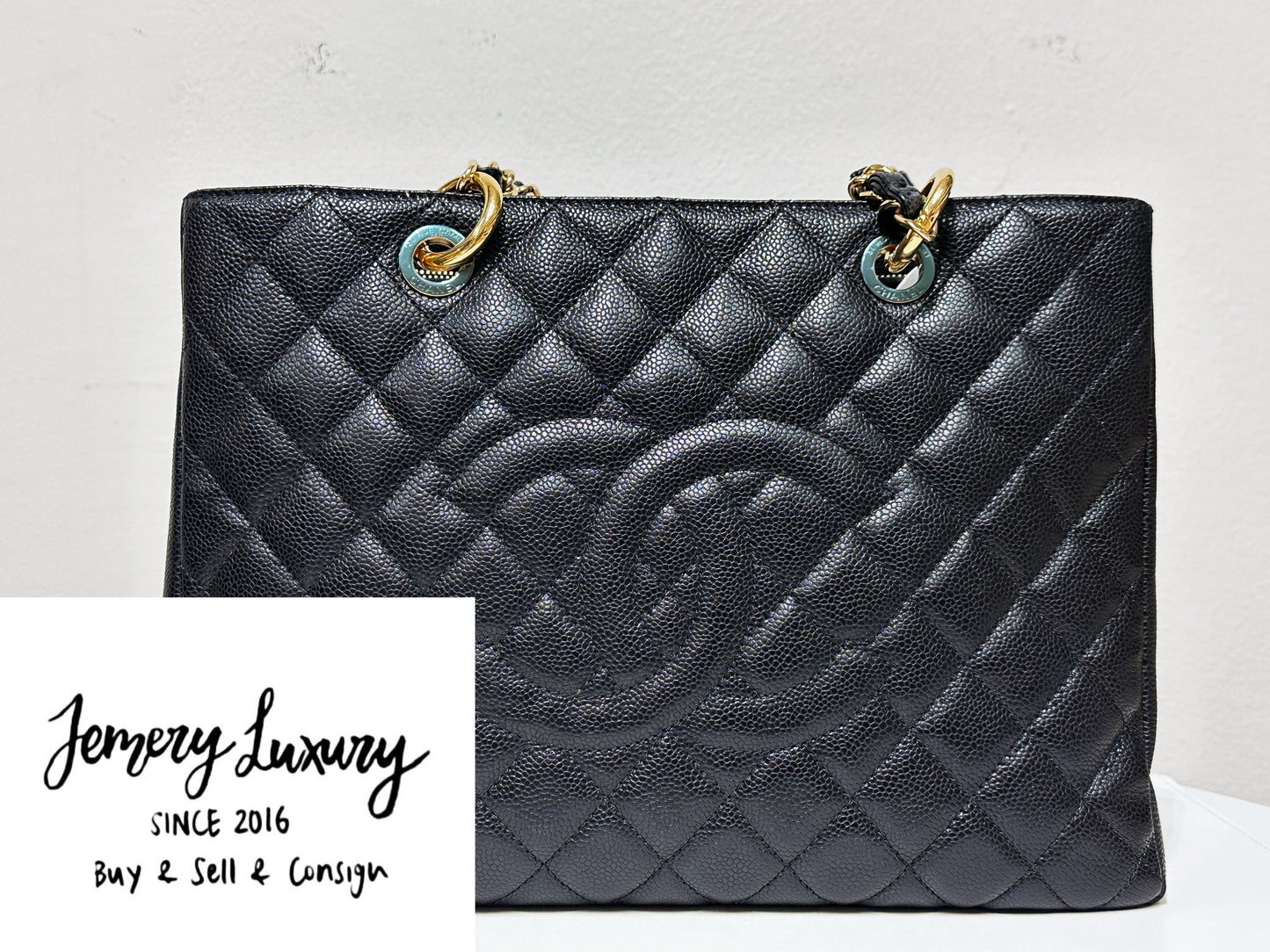 Chanel Caviar Grand Shopping Tote GST Black GHW 2021 holo card