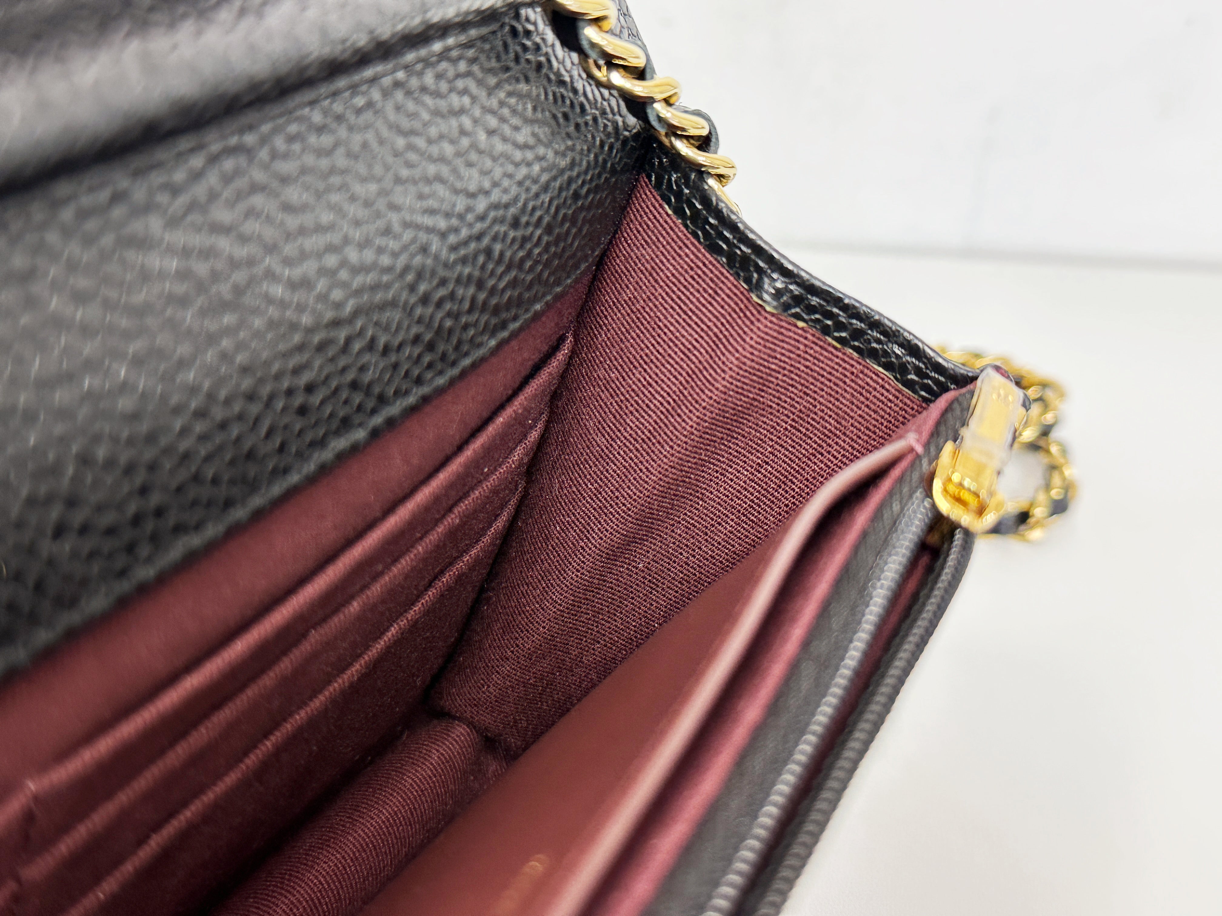 Chanel Classic Wallet on Chain Caviar Black GHW T876 microchip