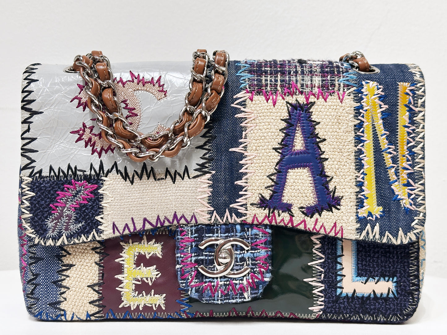 CHANEL TIMELESS PATCHWORK MULTICOLOR JUMBO SINGLE FLAP BAG 1630 holo card