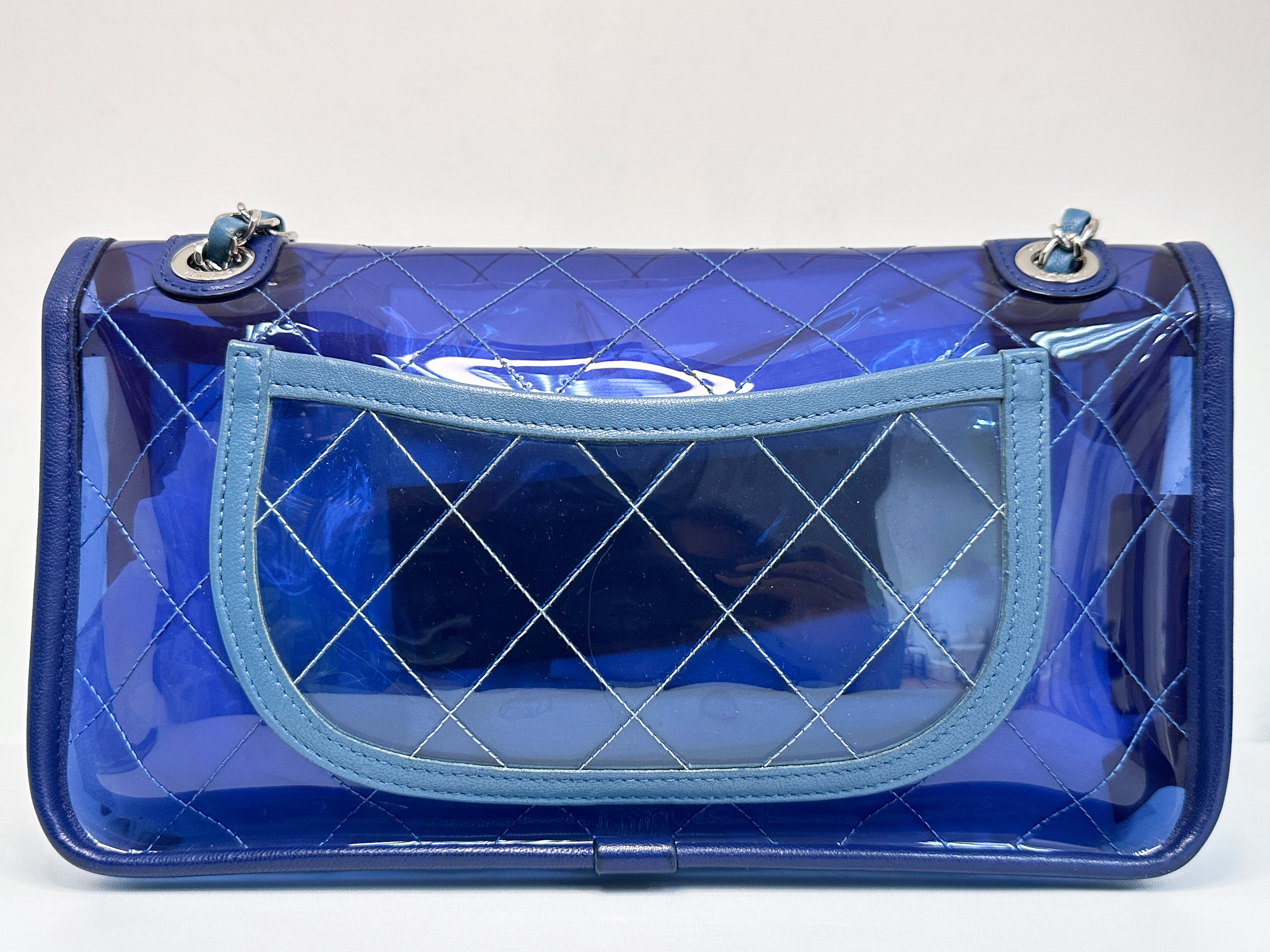 Chanel Blue Coco Splash PVC Medium Flap Bag 2583 holo