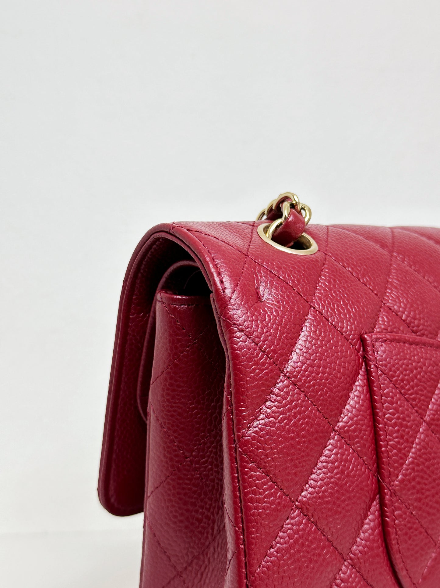 Chanel Caviar Classic Quilted Medium Double Flap Bordeaux Bag 1307 holo card