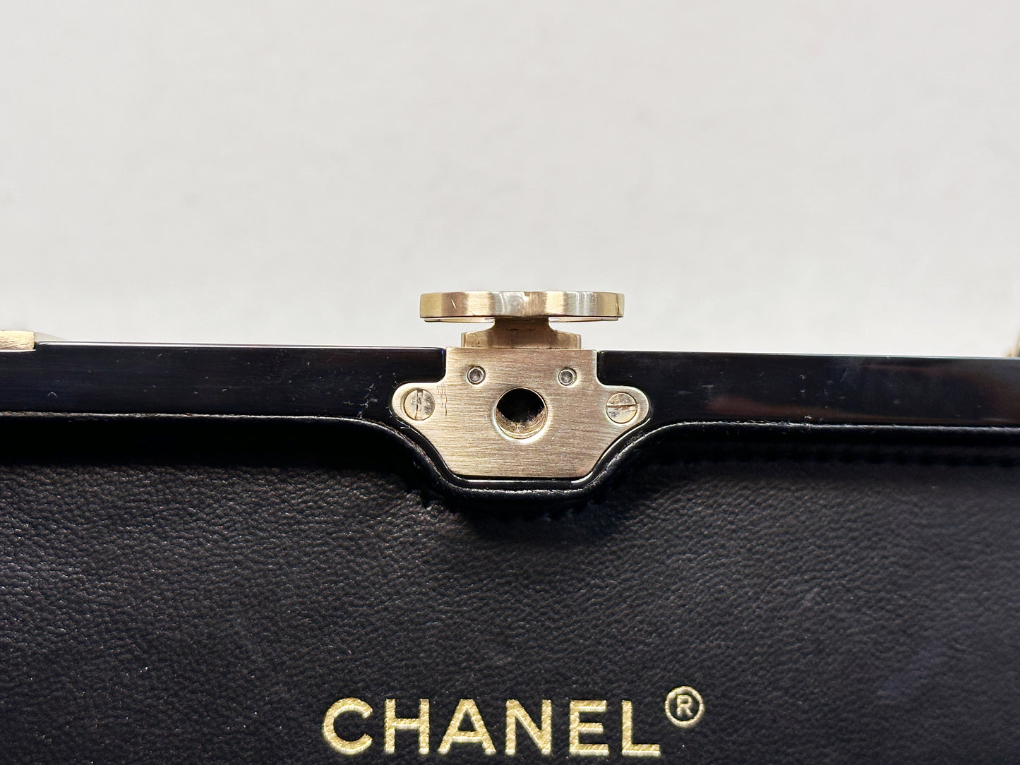 Chanel Plexiglass Gift Box Clutch Black 2327 holo card