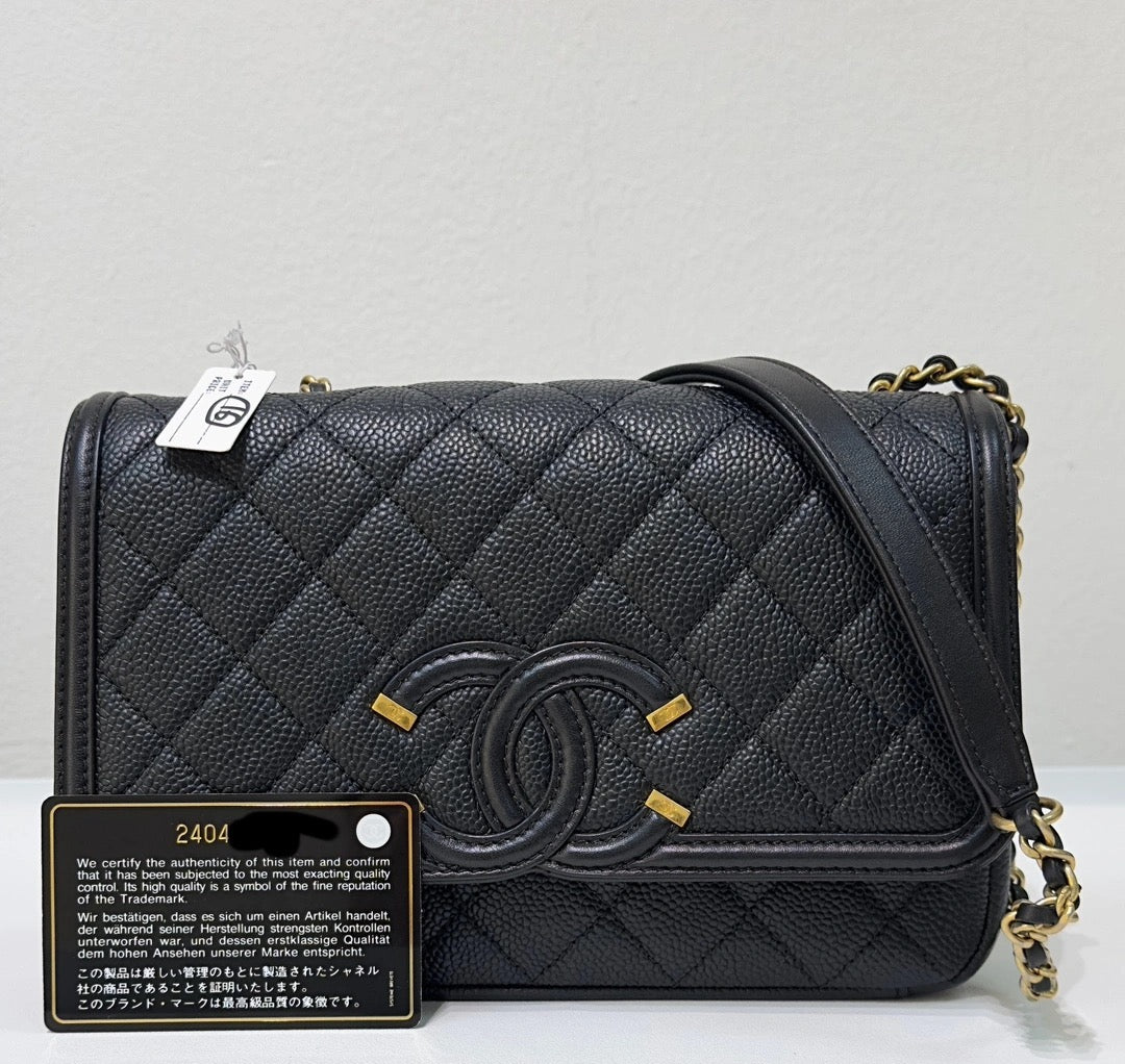 Chanel Caviar Quilted Small CC Filigree Flap Black