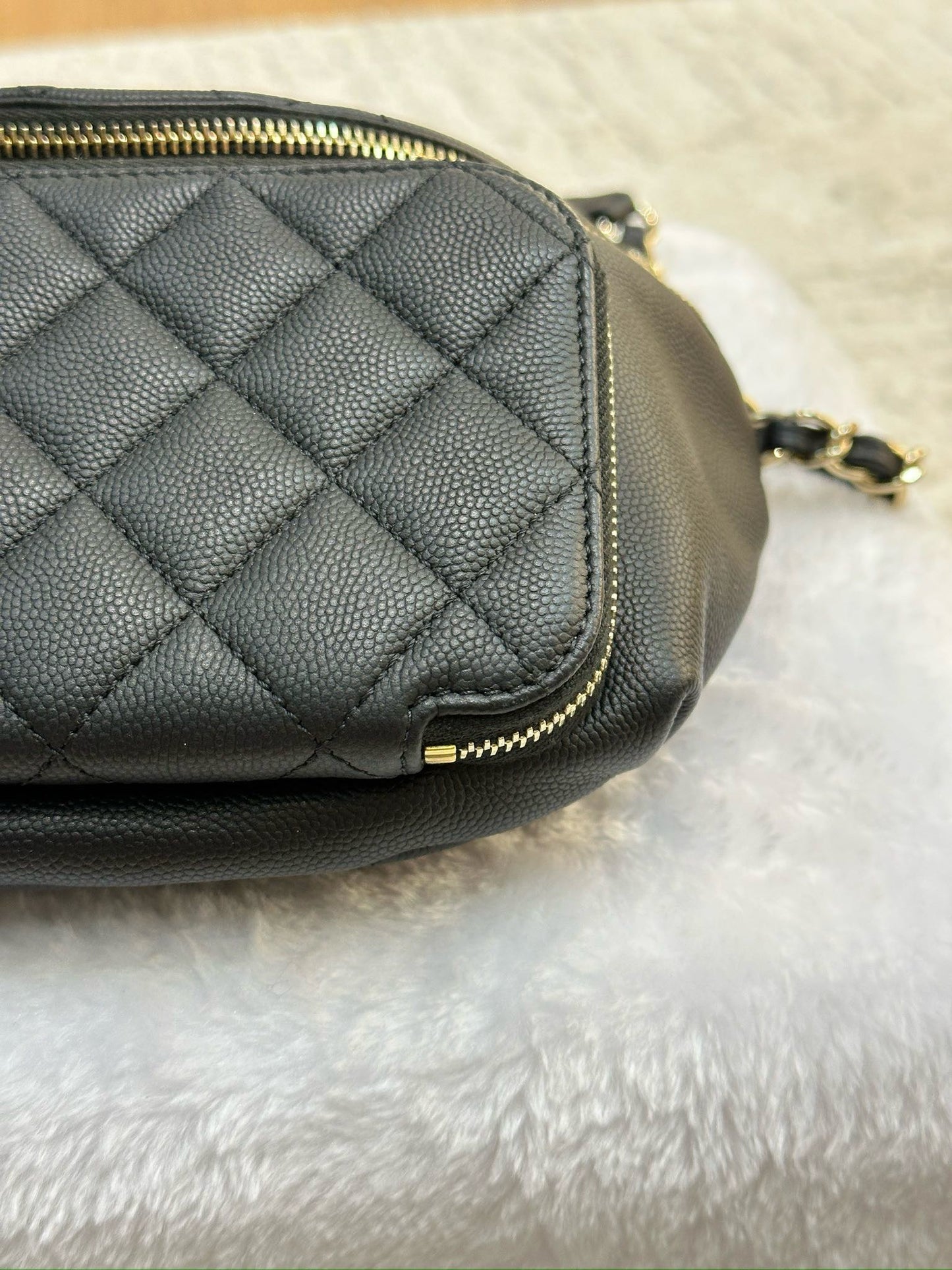 Chanel Black Quilted Caviar Leather Business Affinity Waist Belt Bag