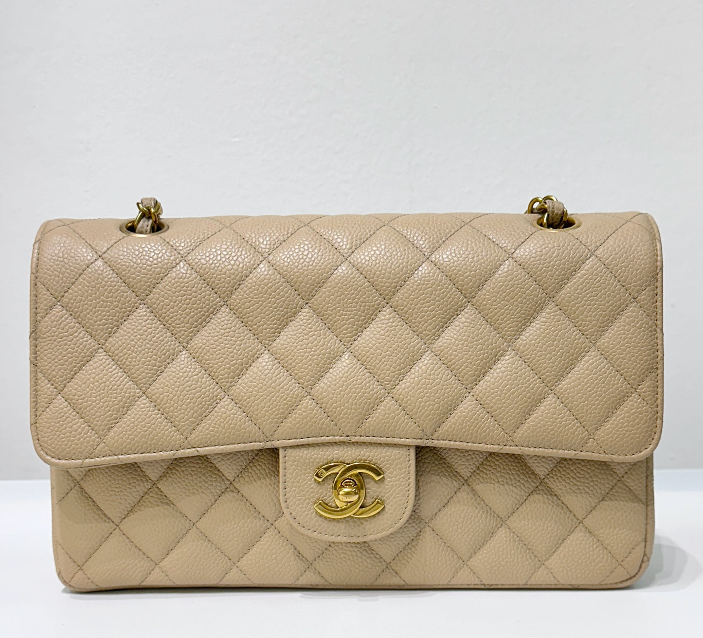 Chanel Medium Vintage Timeless Classic Leather Caviar Beige