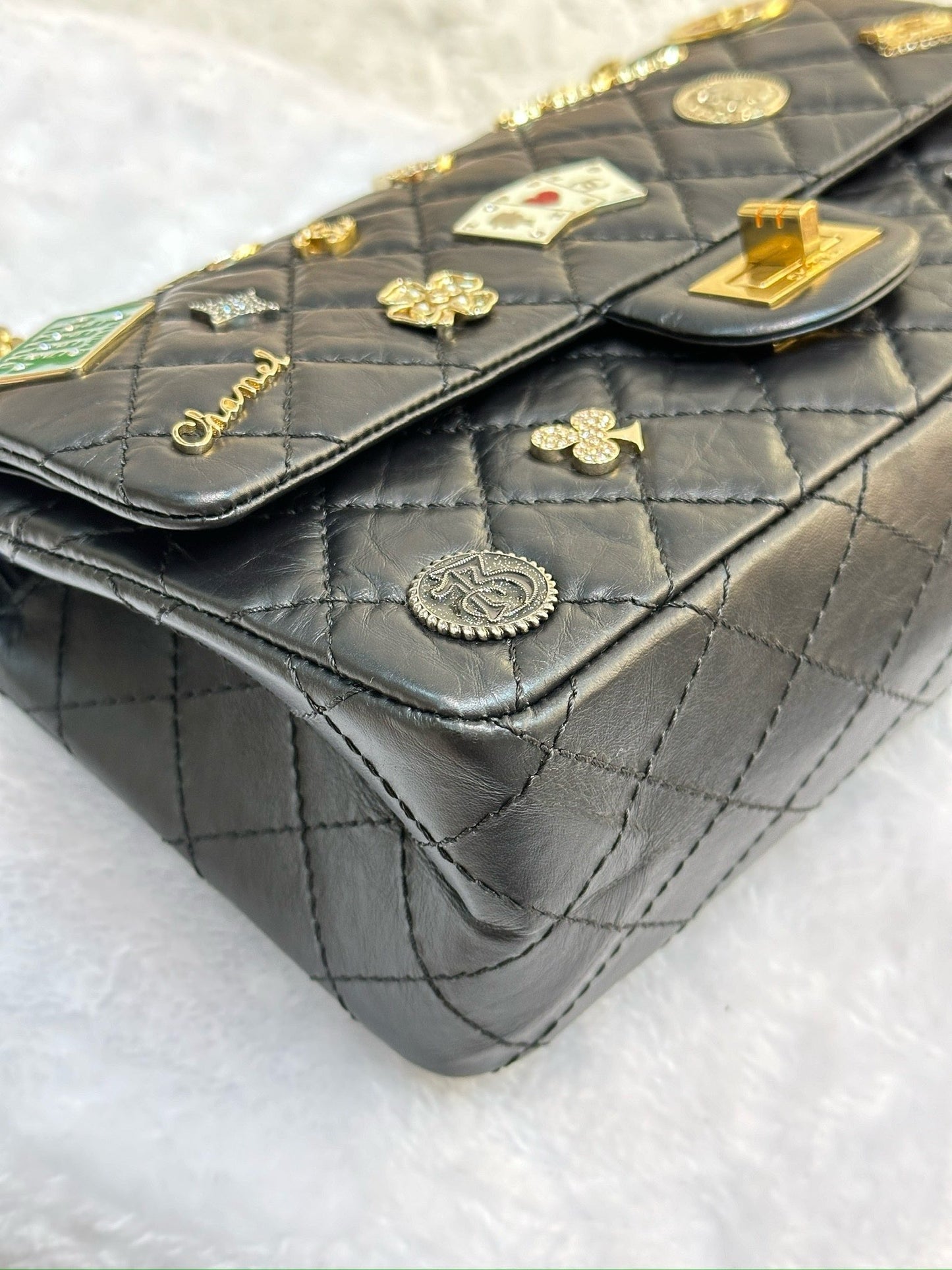 Chanel Small 2.55 Reissue Aged Calfskin Lucky Charms 225 Flap Black