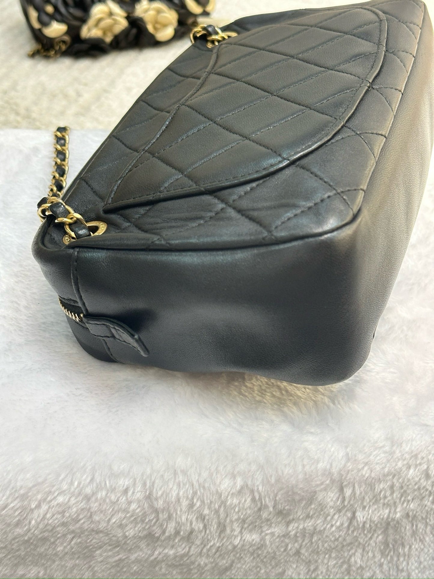 Chanel Lambskin Quilted All About Chains Camera Bag Black