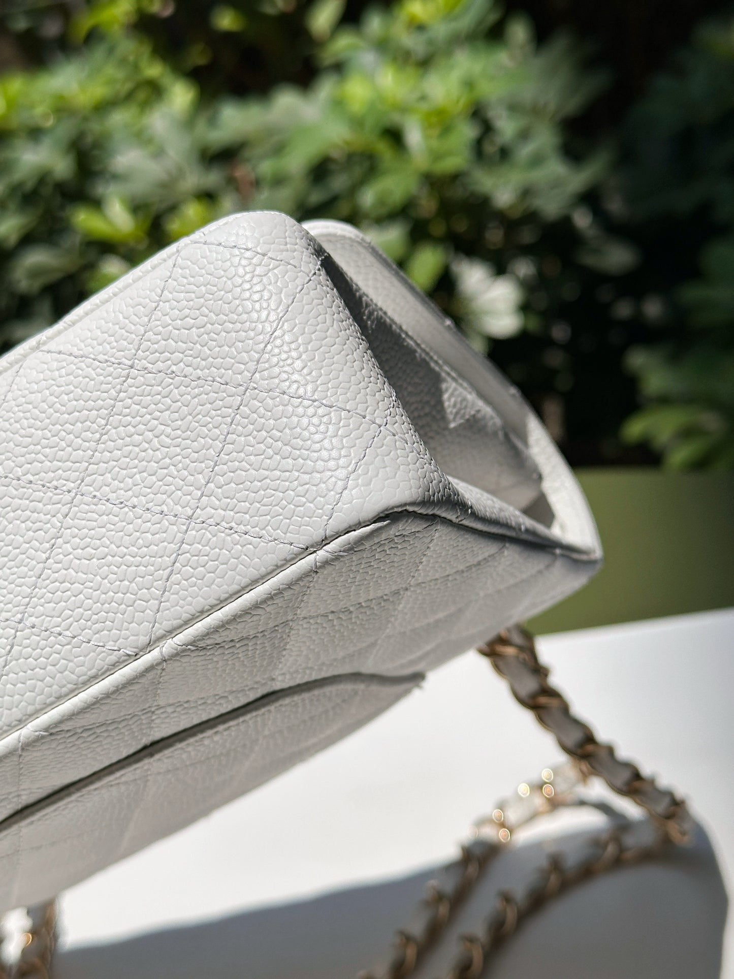 Chanel White Caviar Medium Classic Double Flap Bag 1350 holo