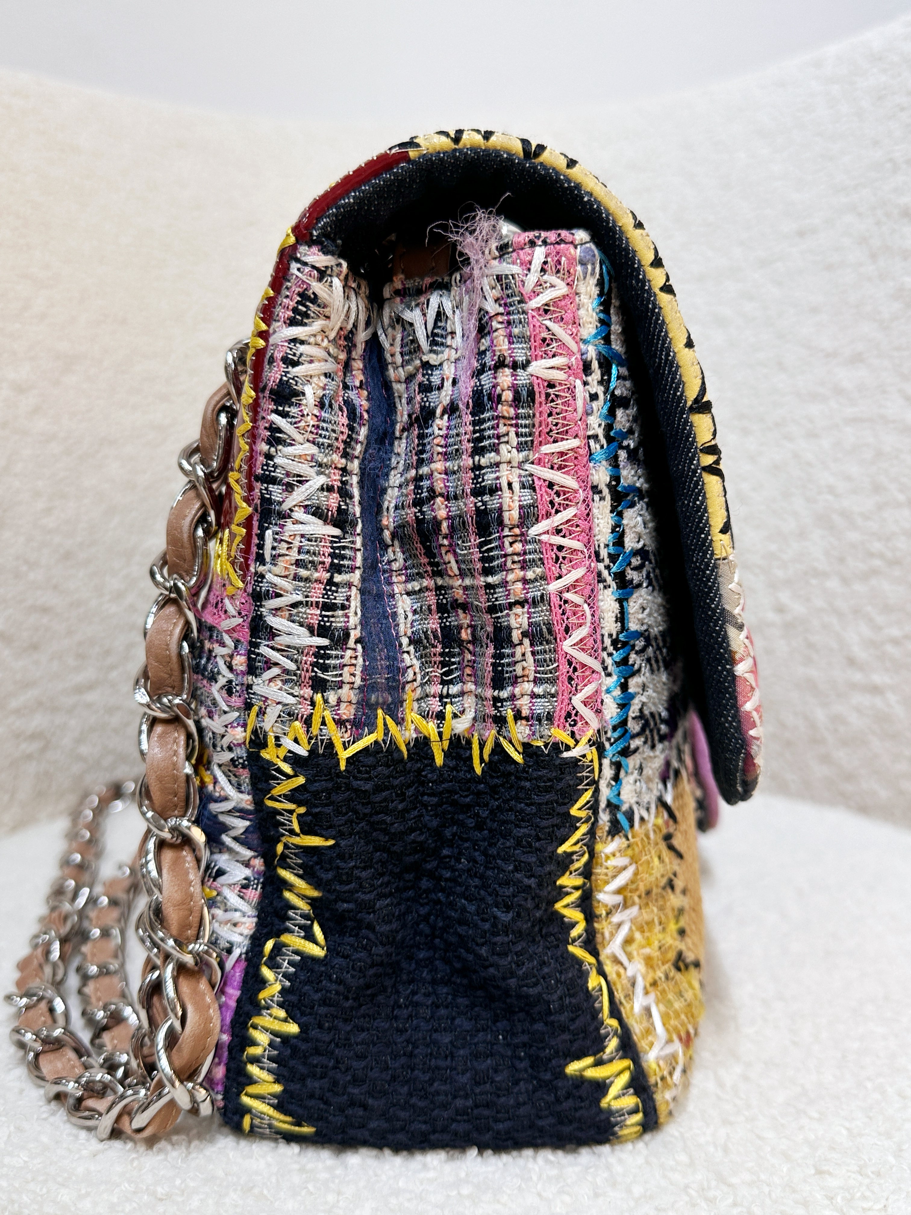 CHANEL TIMELESS PATCHWORK MULTICOLOR JUMBO SINGLE FLAP BAG 1443 holo card