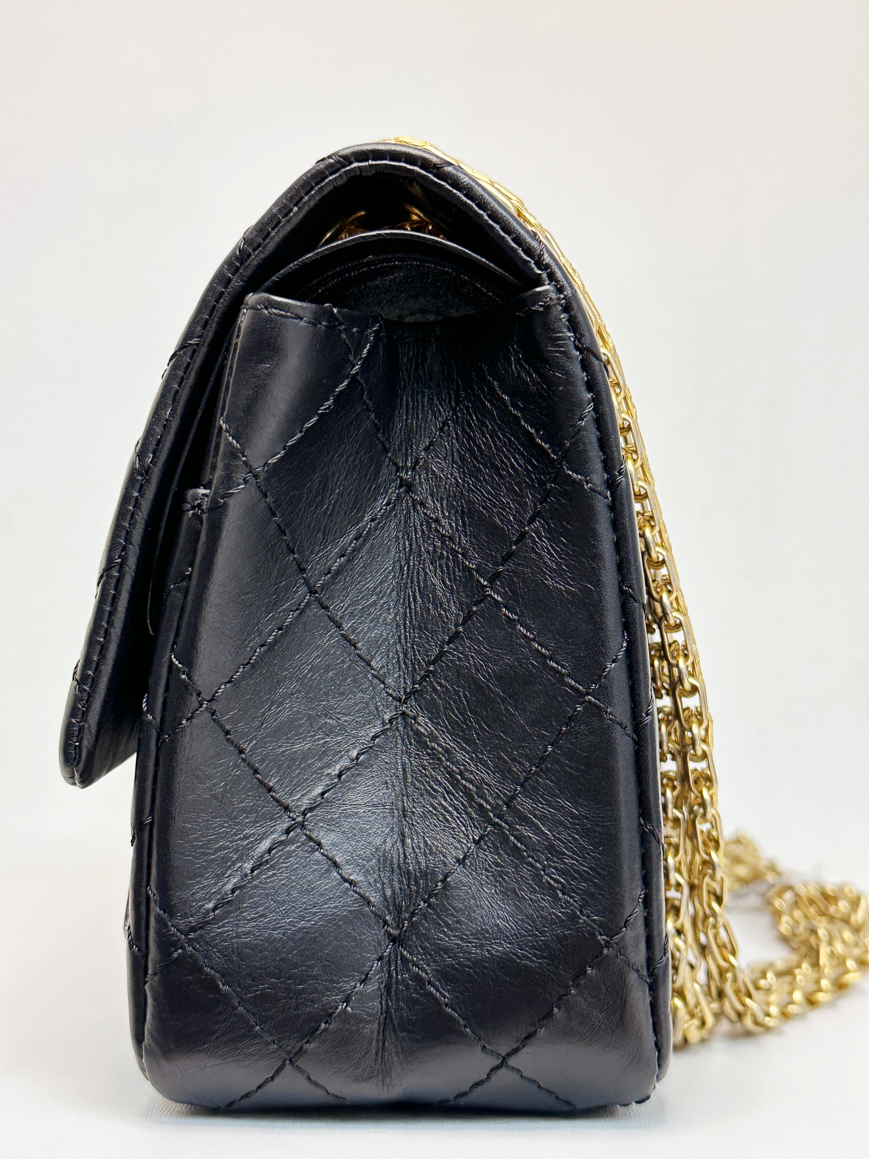 Chanel Small 2.55 Reissue Aged Calfskin Lucky Charms 225 Flap Black GHW