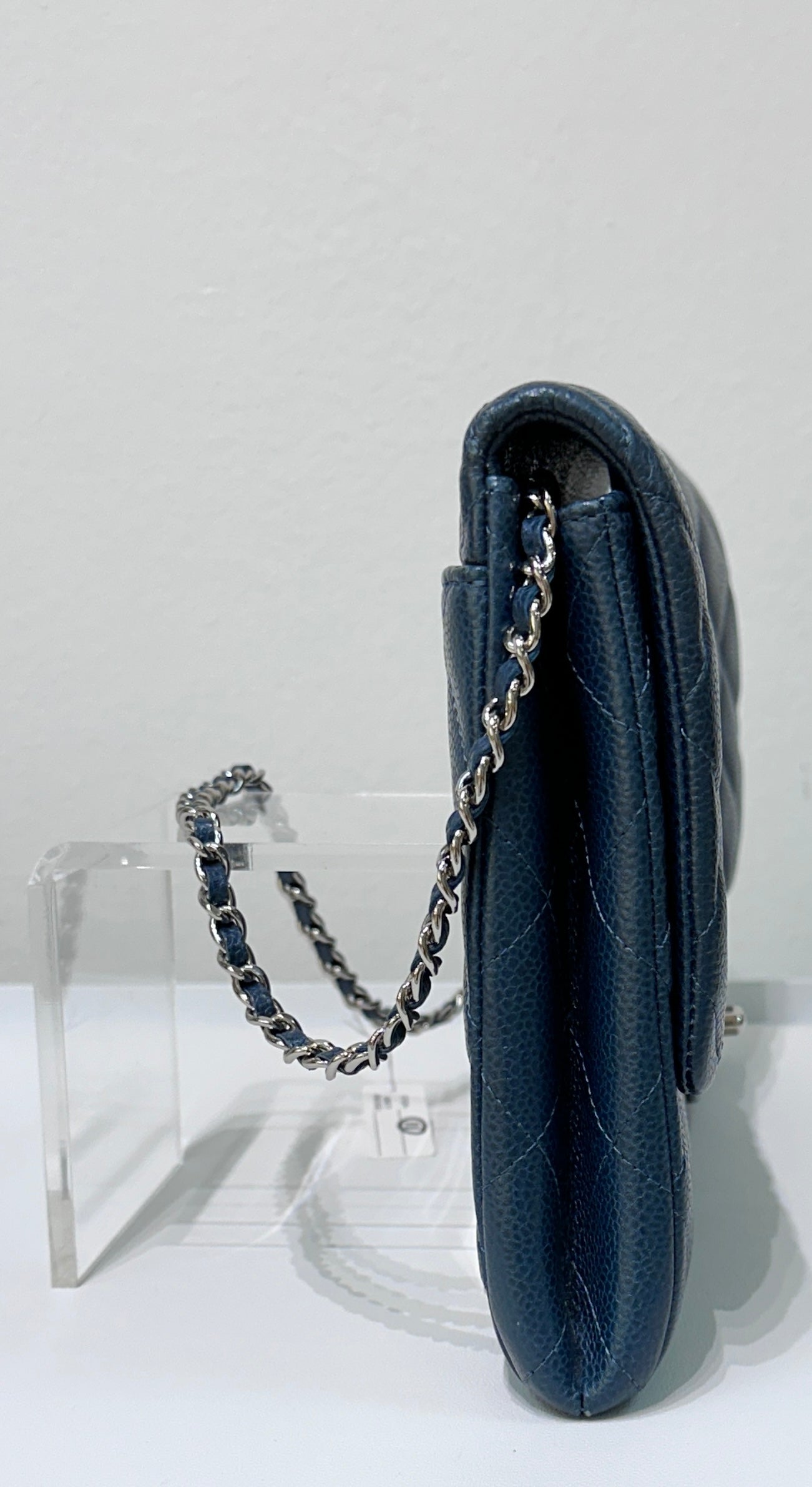 Chanel Blue Caviar Timeless Clutch with Chain SHW