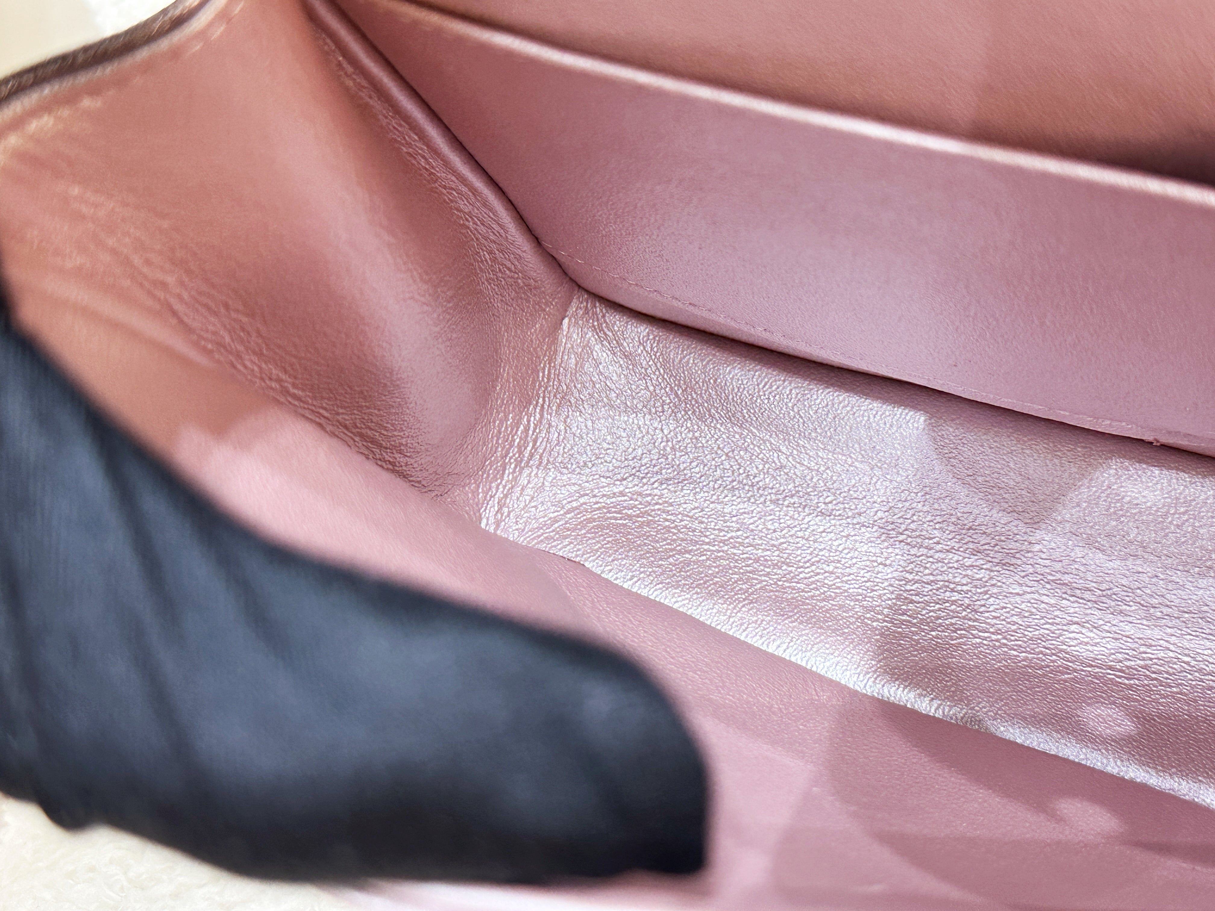 Chanel Classic Quilted Medium Double Flap Iridescent Pink (Calfskin)LGHW 1998 holo card