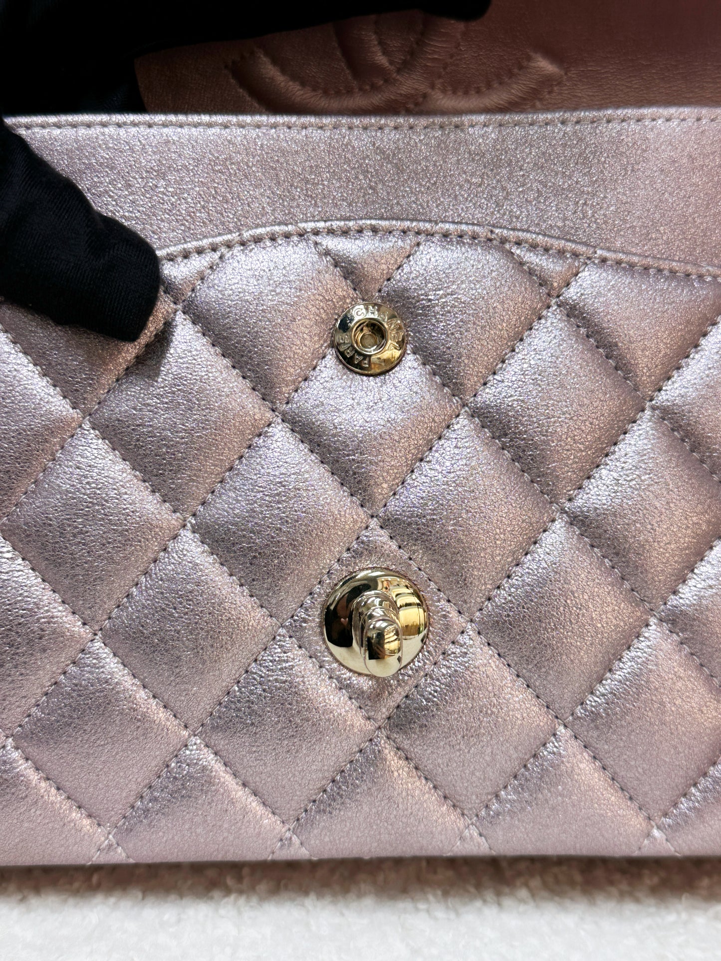 Chanel Classic Quilted Medium Double Flap Iridescent Pink (Calfskin)LGHW 1998 holo card