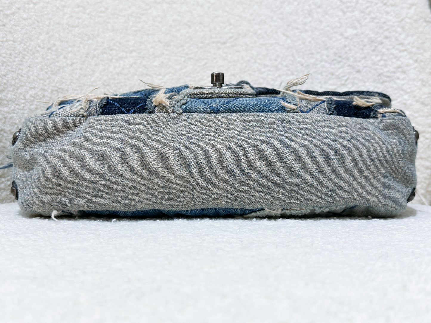 Chanel Blue Denim Paris Dallas Flap Bag Aged Silver Hardware, 2014