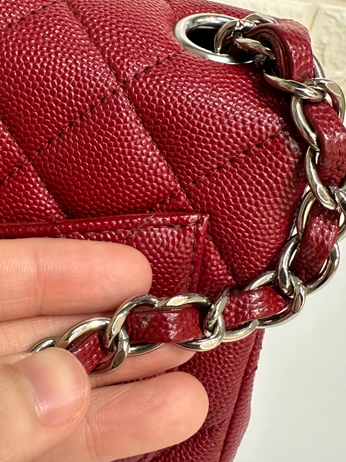 Chanel Classic Square Mini Flap in Red Caviar and SHW