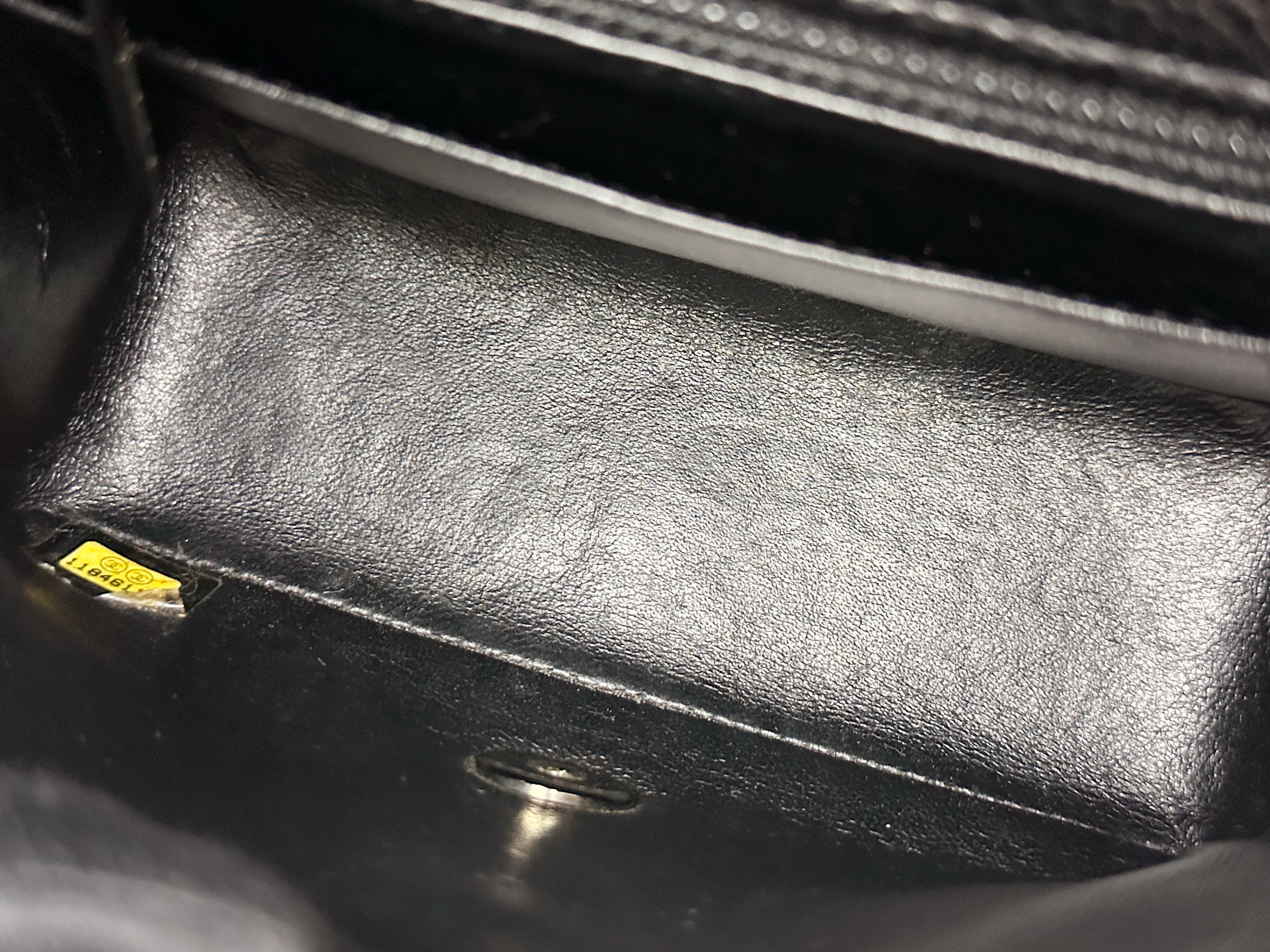 Chanel Mini Square Classic Quilted Caviar Single Flap Bag Black SHW 1184 holo card