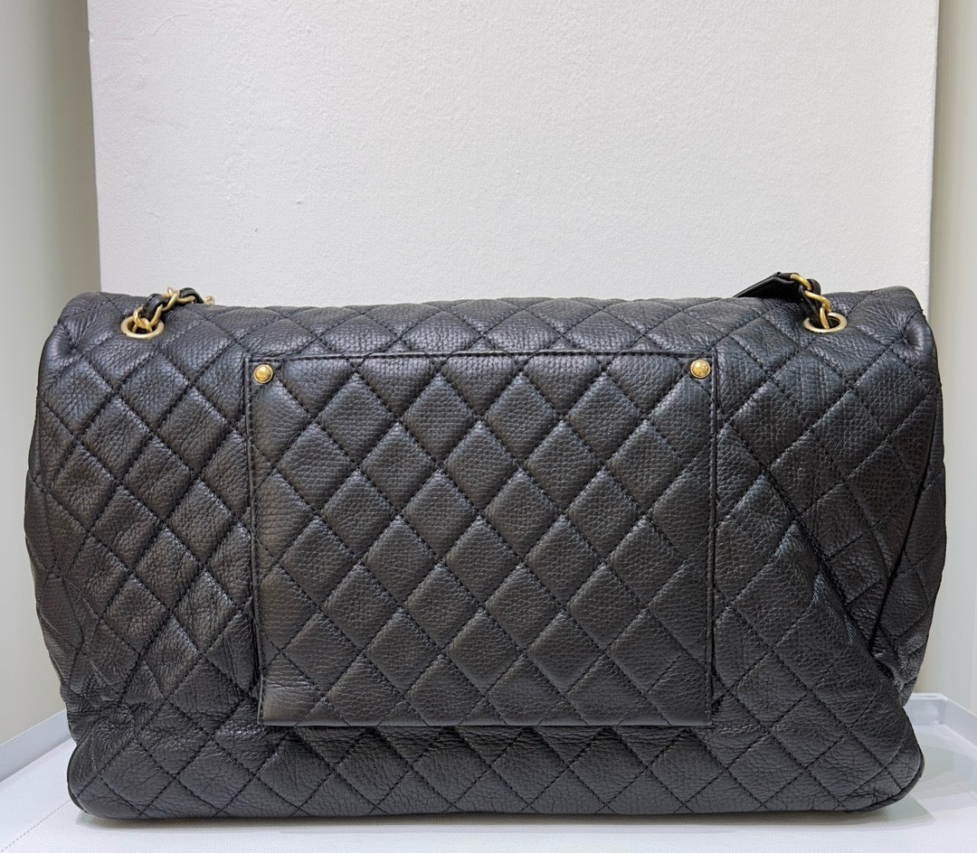 Chanel XXL Travel Calfskin Quilted Flap Bag Black GHW