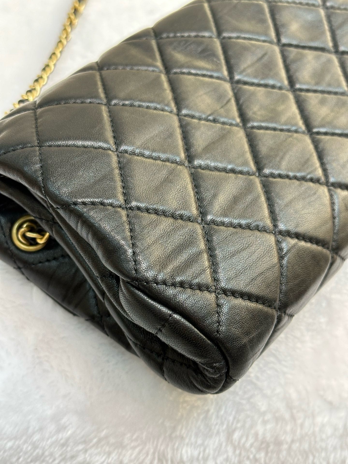 Chanel Small Black Quilted Lambskin Chain Flap GHW