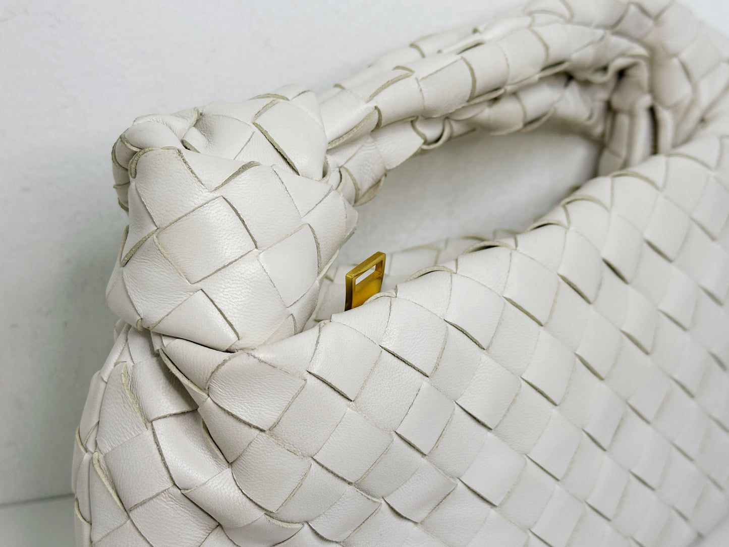 Bottega Veneta White Intrecciato Leather Mini Jodie Bag