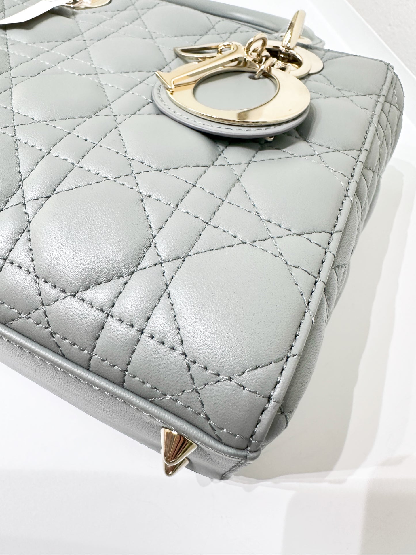 Small Lady Dior My ABCDior Cannage Lambskin Gray