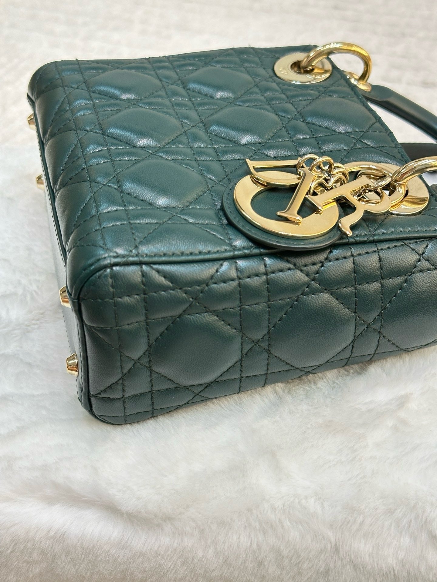 Christian Dior Mini Lambskin Cannage Lady Dior Green