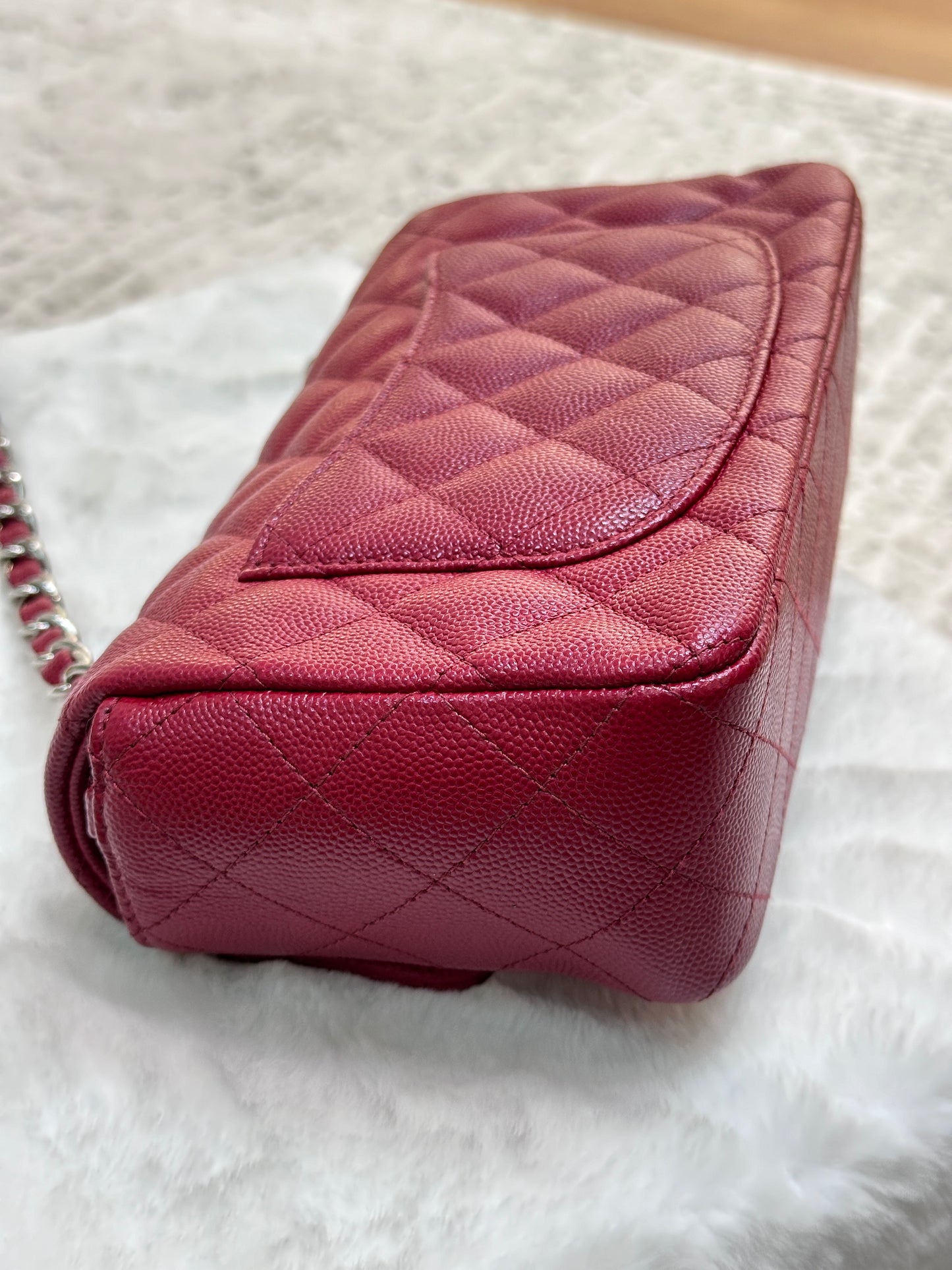 Chanel Mini Rectangular Caviar Quilted Flap Red 17B SHW