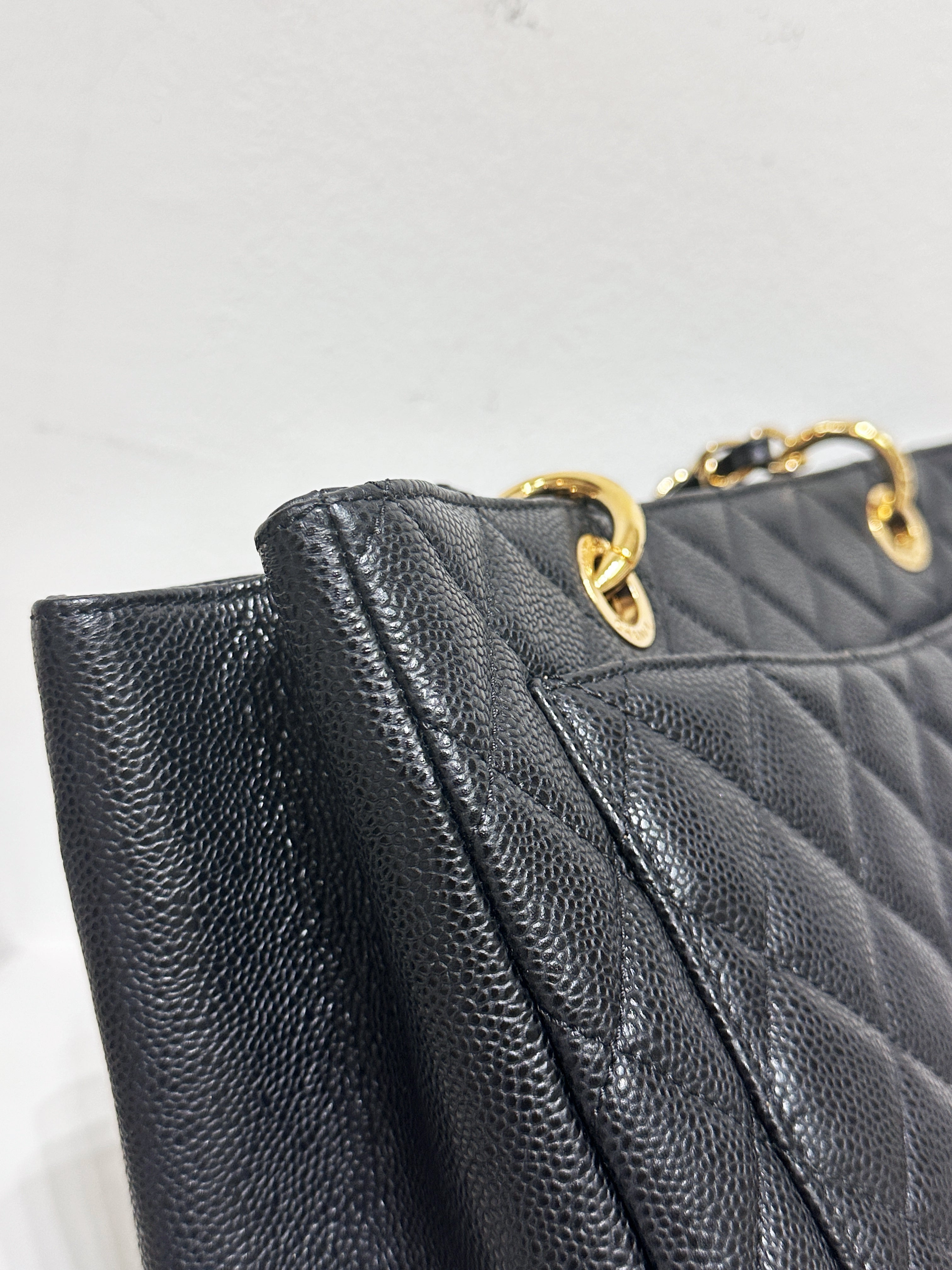 Chanel Caviar Grand Shopping Tote GST Black GHW 1640 holo card