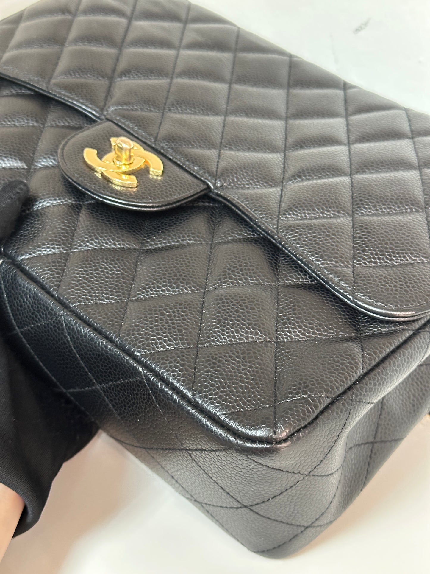 Chanel Jumbo Classic Single Flap Caviar Leather Black 1249 holo