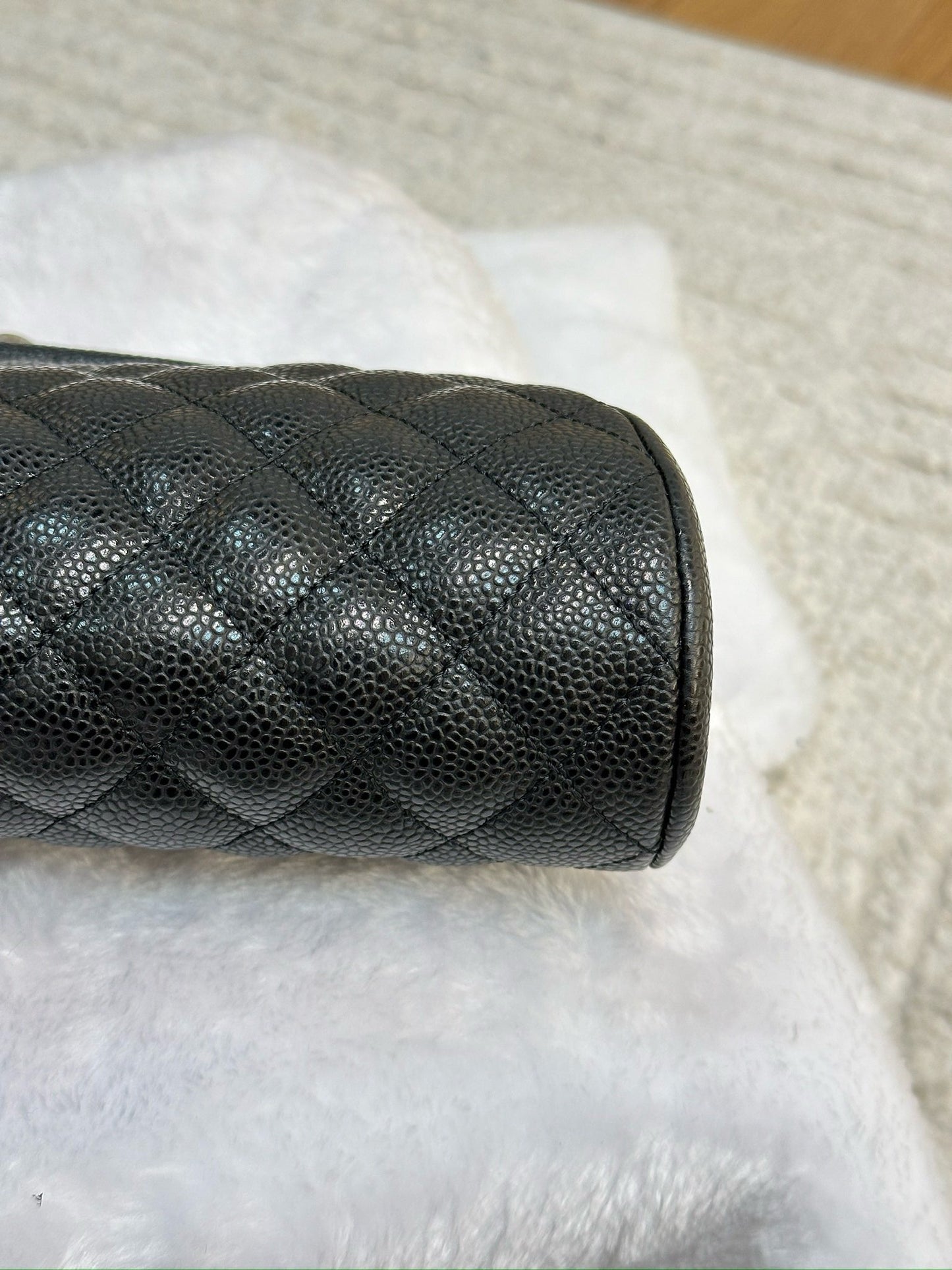 Chanel Quilted Timeless Kisslock Clutch Black Caviar SHW