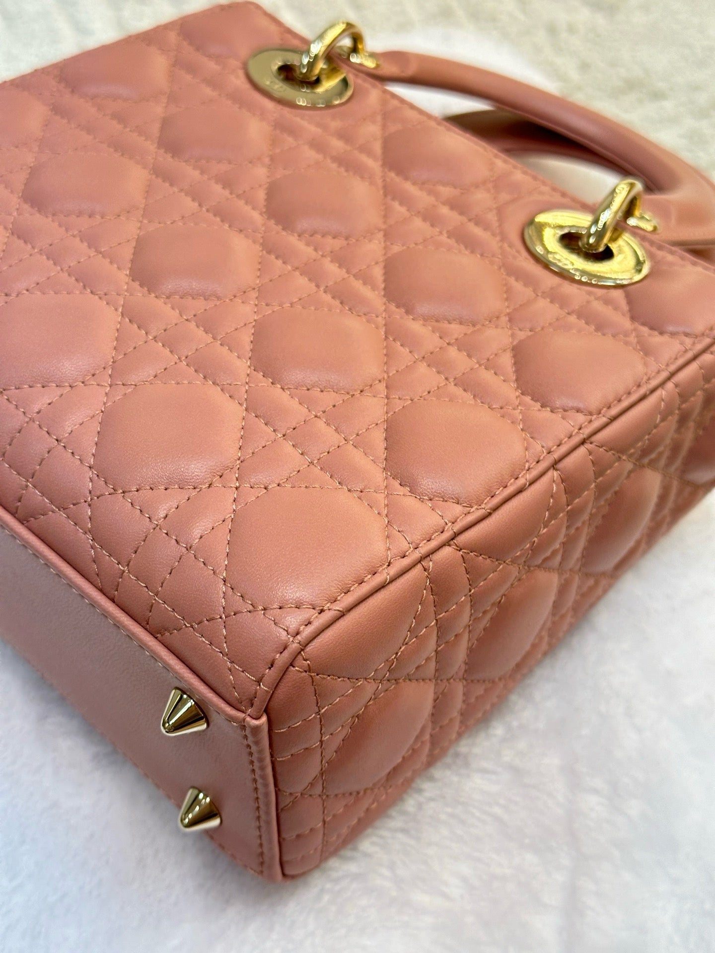 Christian Dior Small Cannage Lambskin My Lady Dior ABC Bag Blush GHW