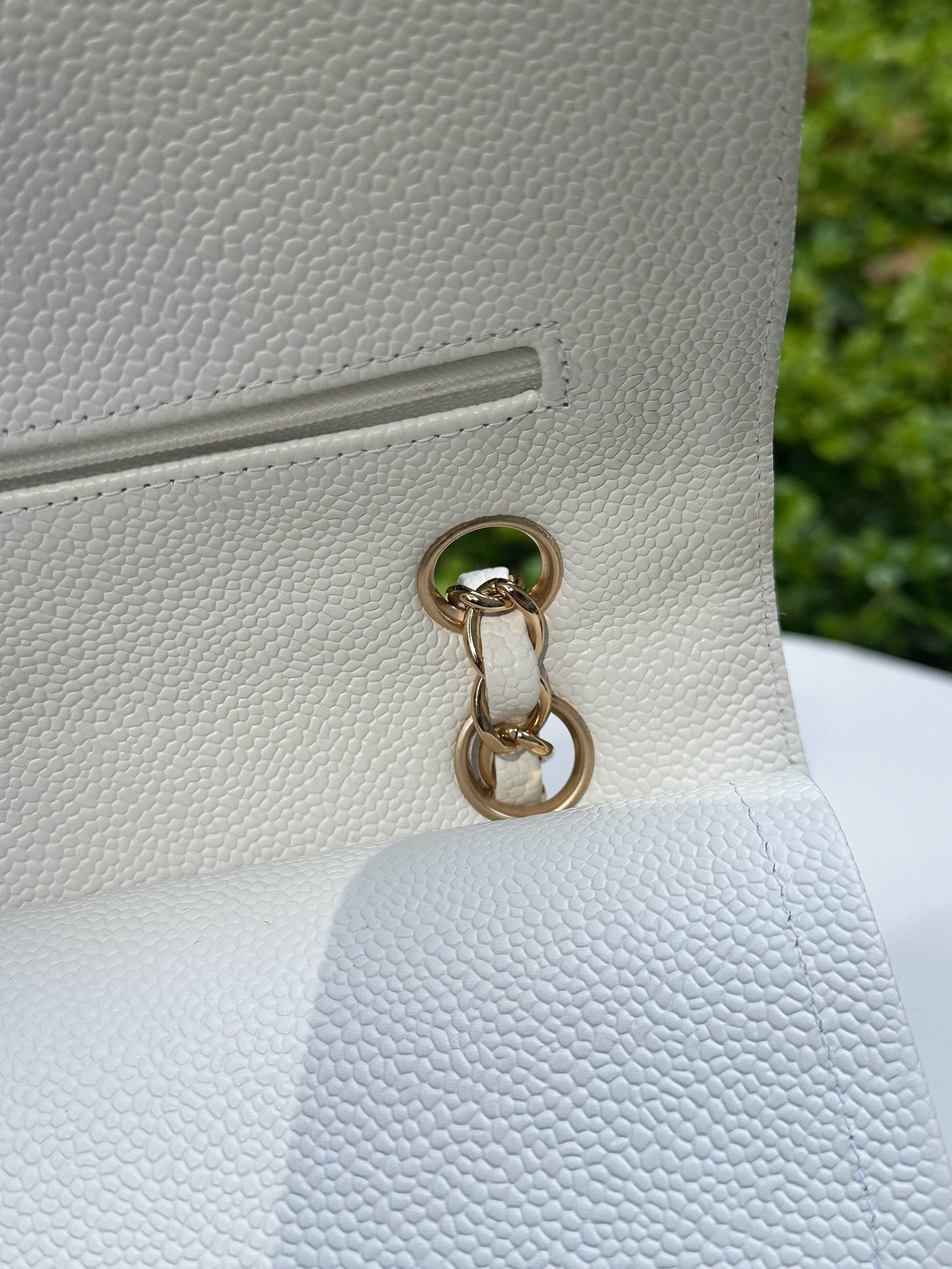 Chanel White Caviar Medium Classic Double Flap Bag 1350 holo