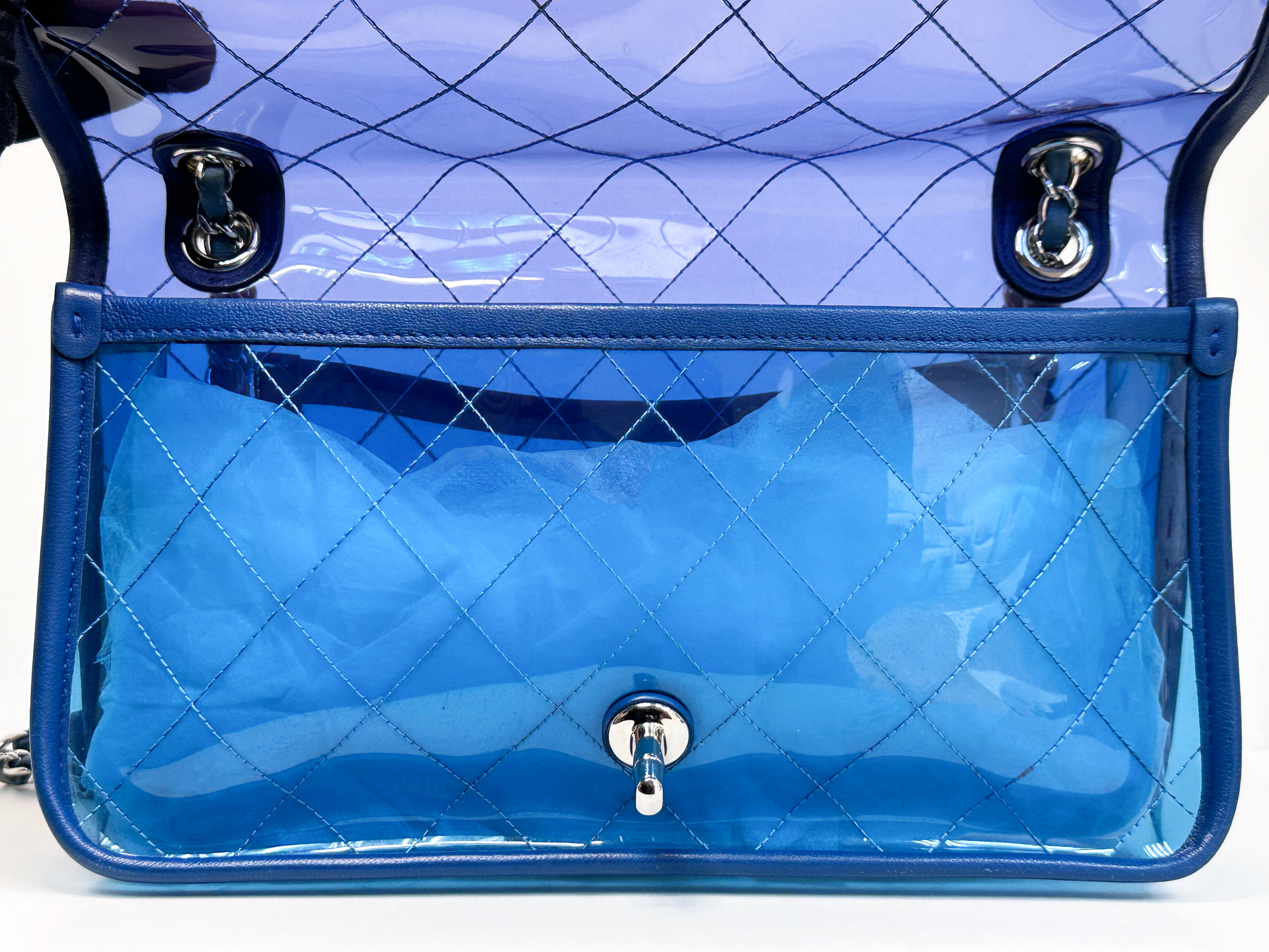 Chanel Blue Coco Splash PVC Medium Flap Bag 2583 holo