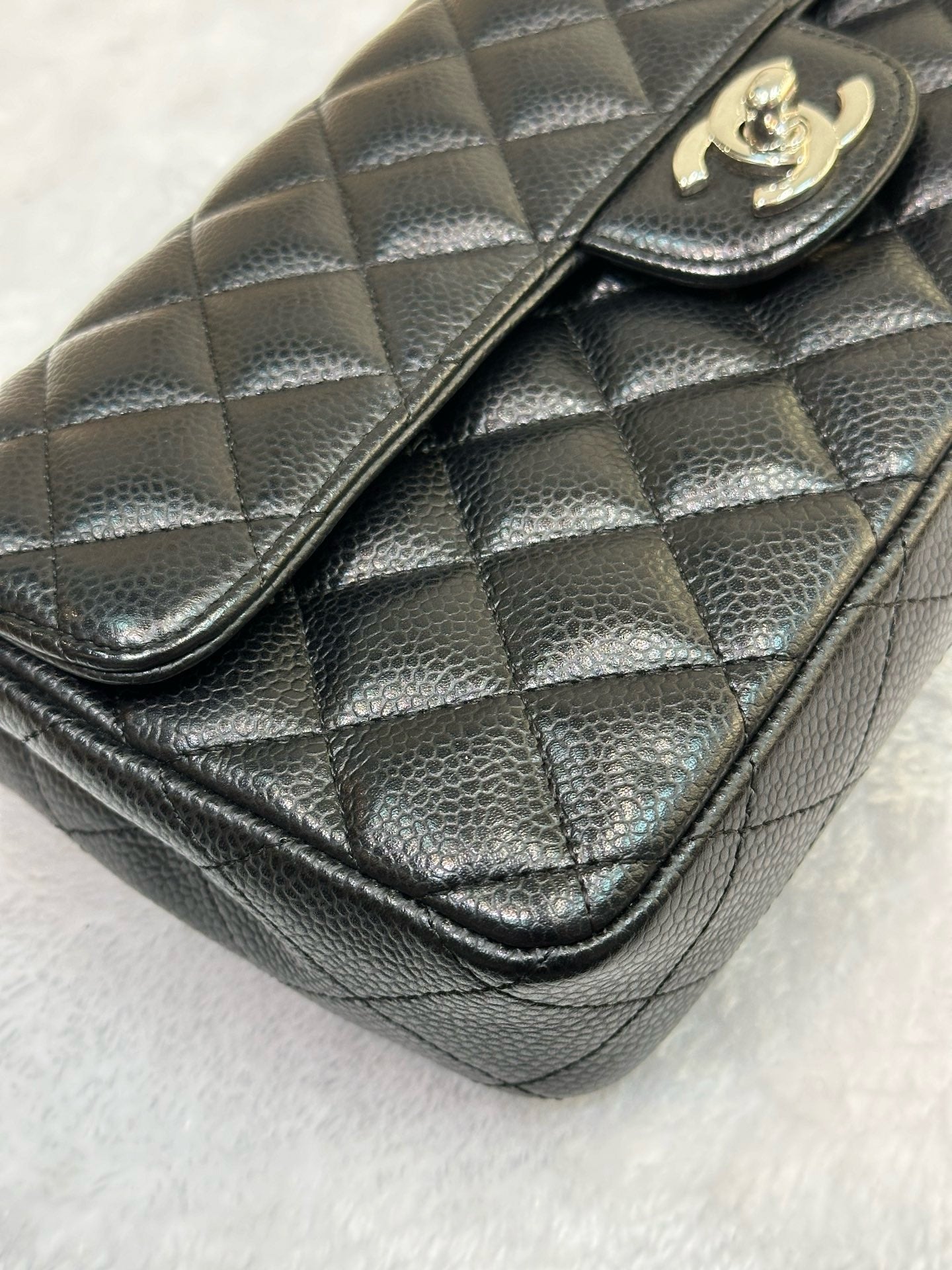 Chanel Caviar East West Flap Bag Black SHW 1186 holo card